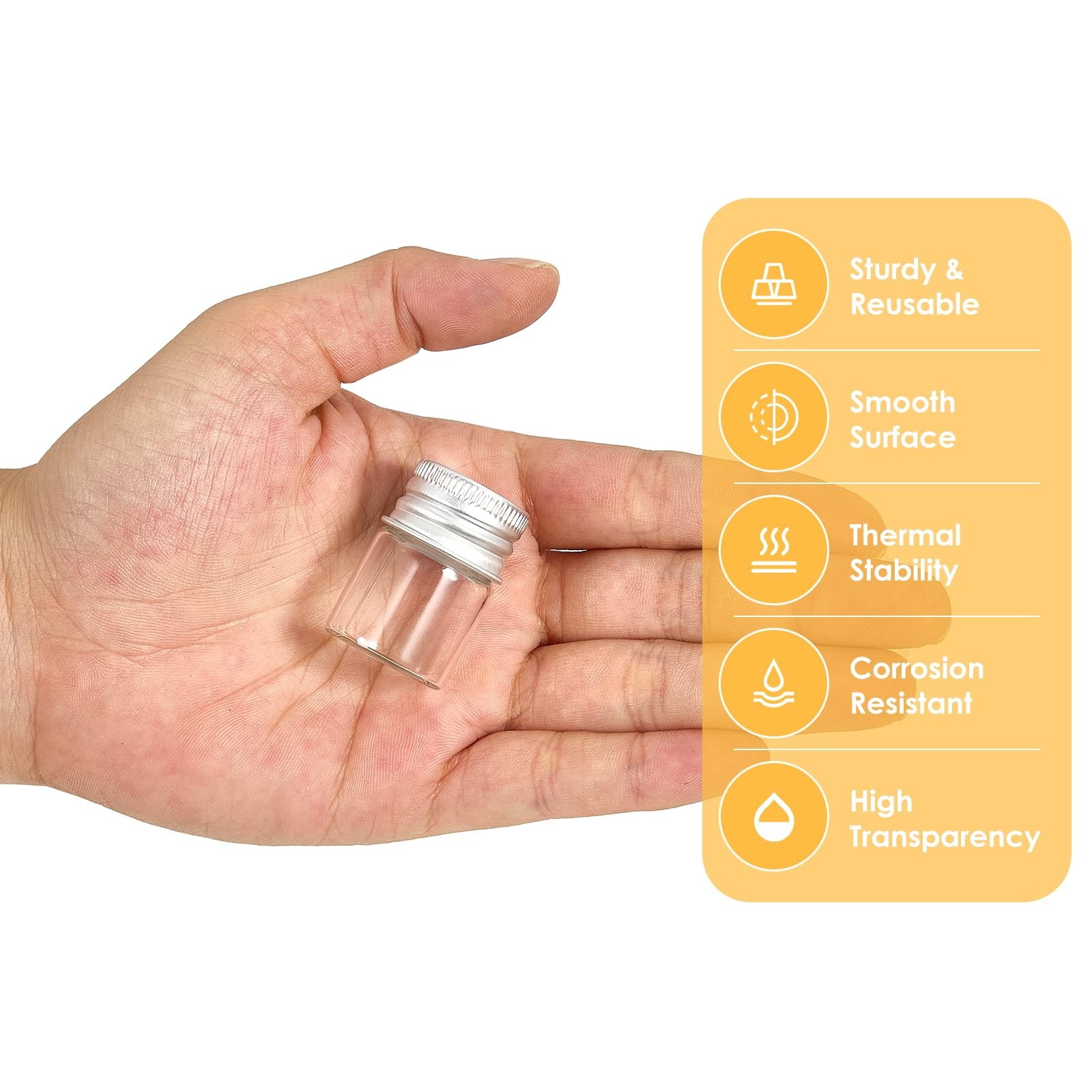 Cadbibe 5ml Glass Vials with Screw Caps and Plastic Stoppers, 5ml, Clear