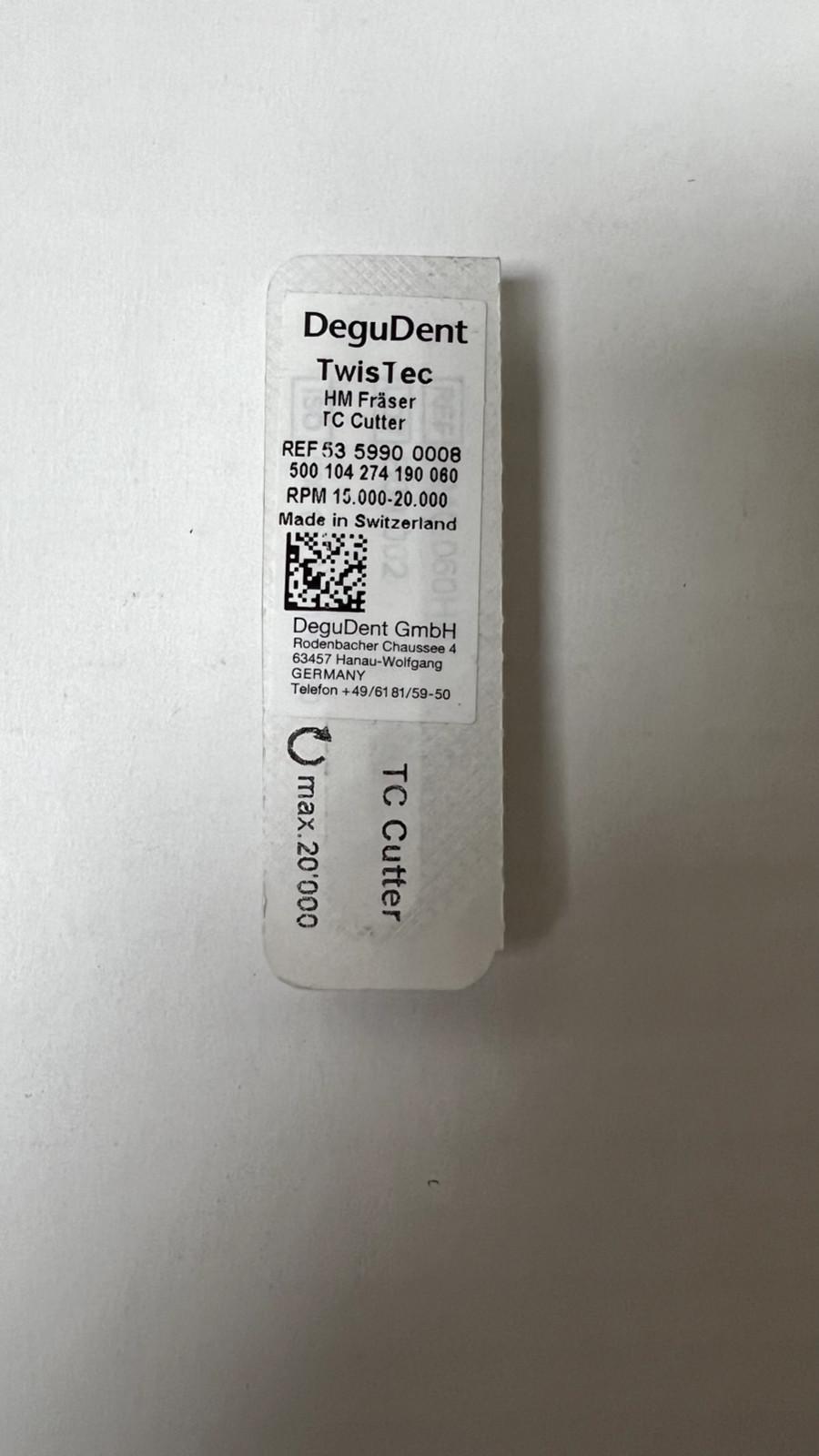 Degudent TC Cutter – Round End Taper (53 5990 0008 500 104 274 190 060)