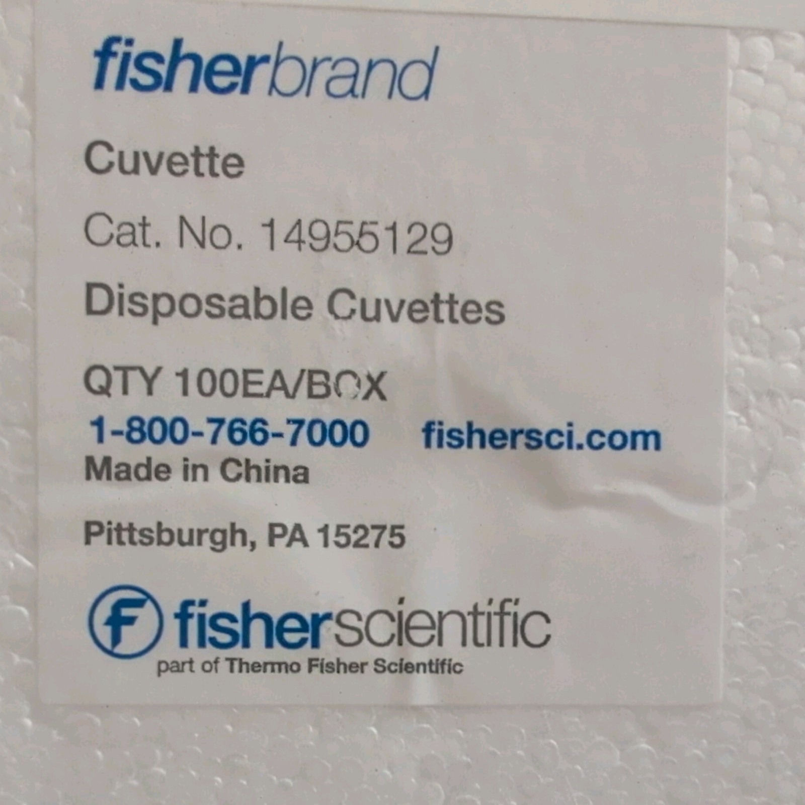 Fisherbrand Polystyrene Disposable Cuvettes 4.5 mL 4mm Path 14955129 New, 100