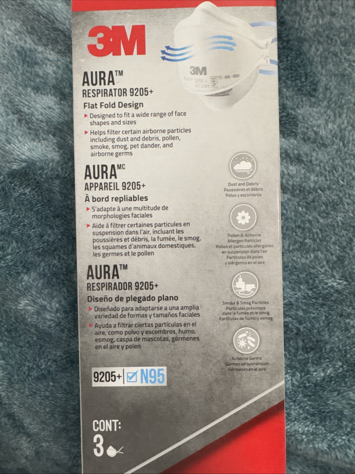 3M Aura 9205 N 95 Particulate Respirator Face Mask – White (Pack Of 3)