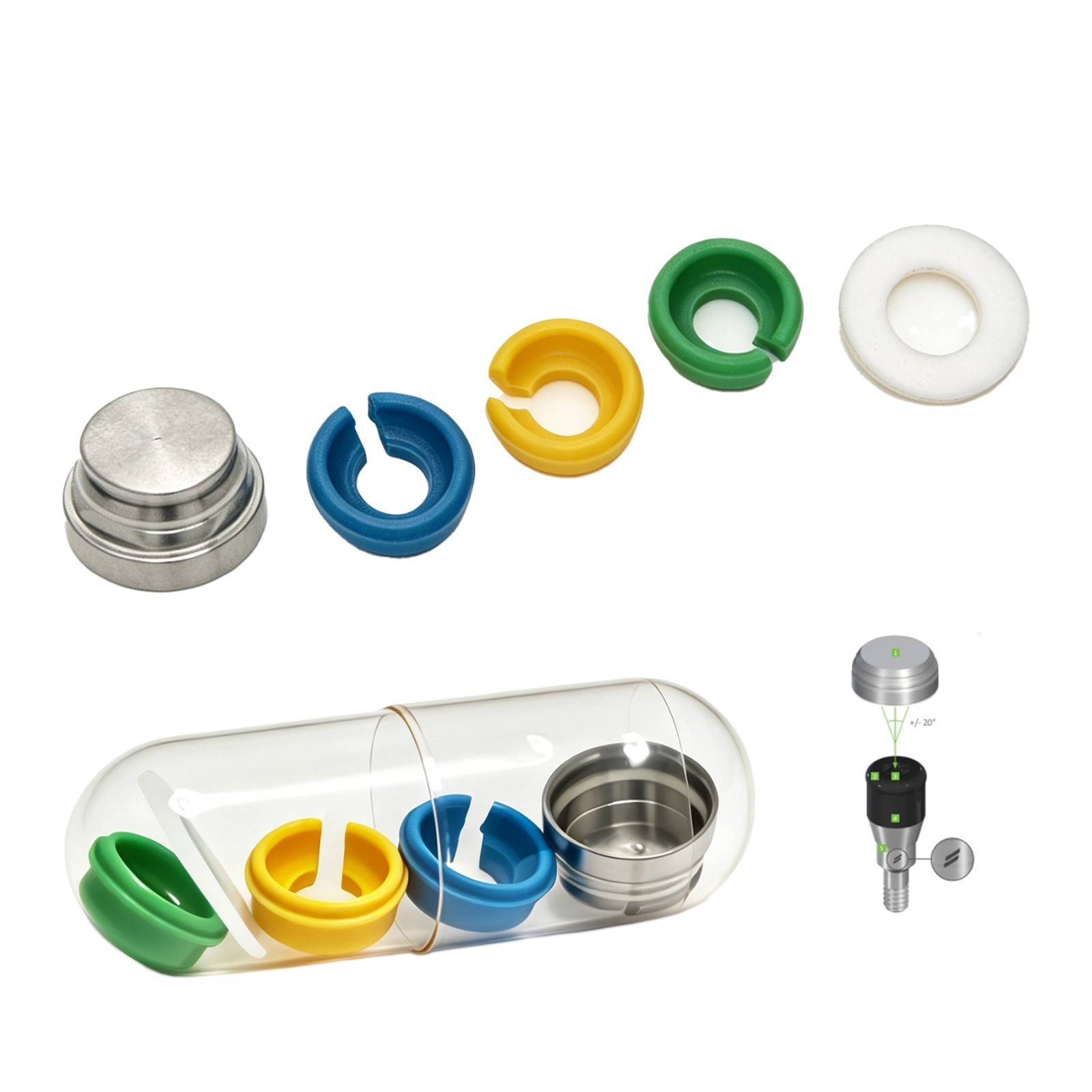 Novaloc Retention Insert Caps Dental PEEK Cap Matrix Titanium Housing Caps Mount