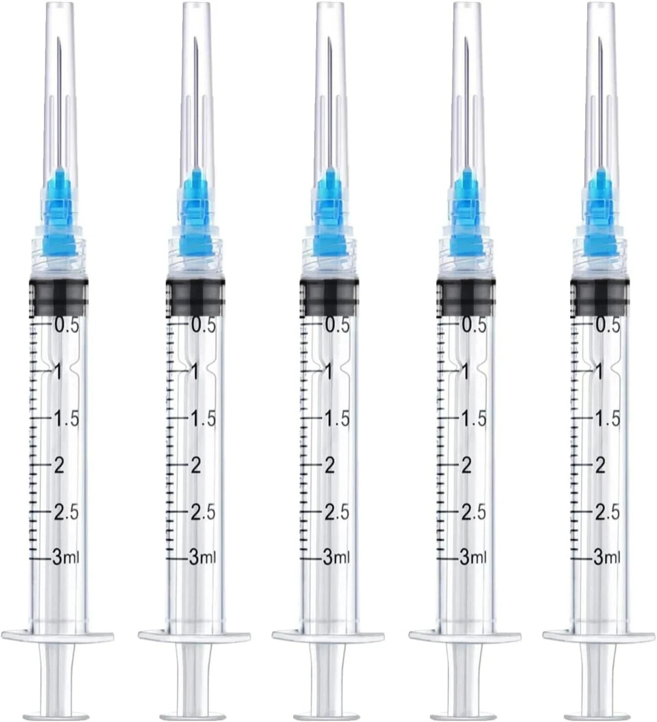 50 Pack 3ml/cc Disposable Luer Lock Lab Syringes with 23Ga 1.0 Inch , Individual