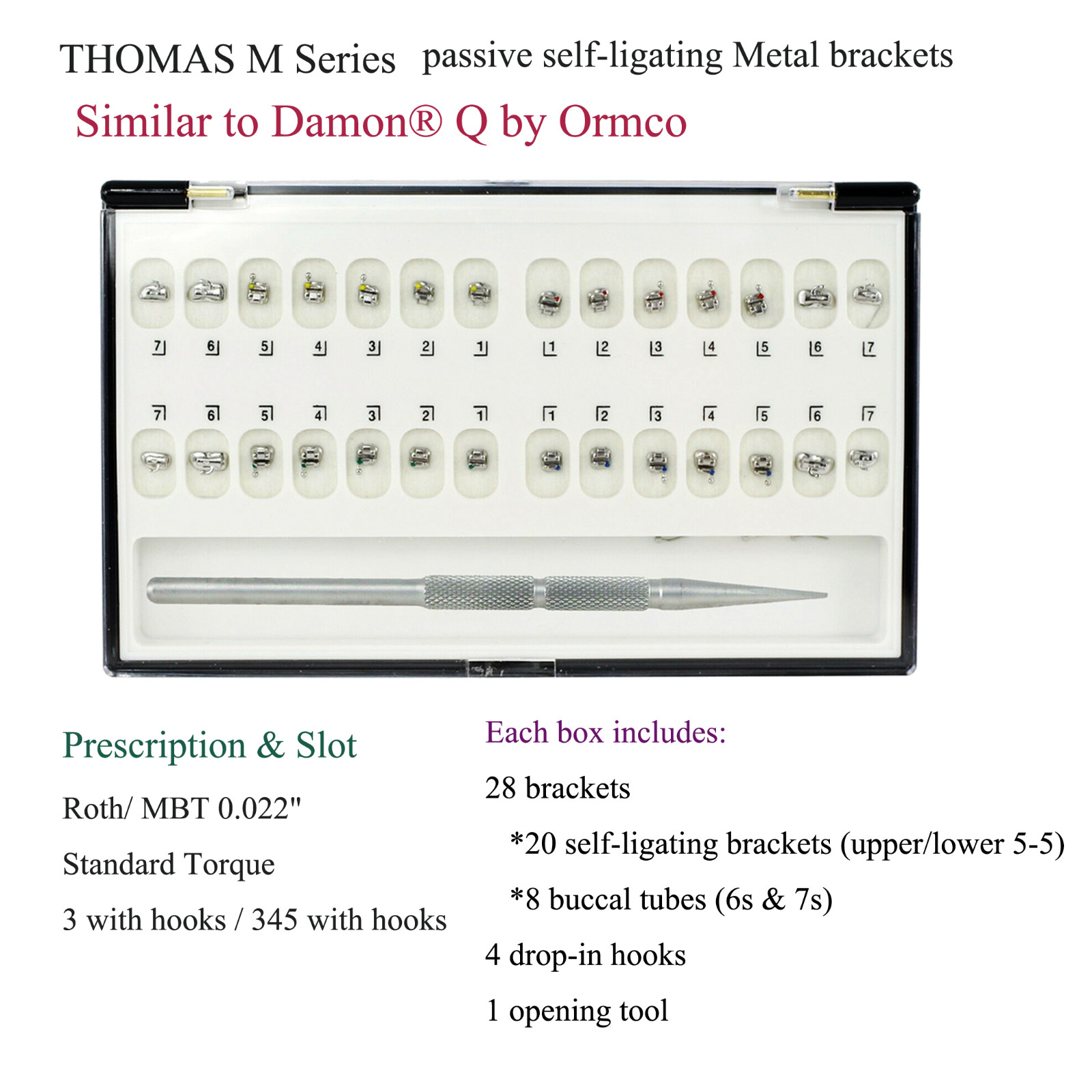 Dental Orthodontic Bracket Metal Braces Mini Standard Roth MBT 022 018 Damon Q