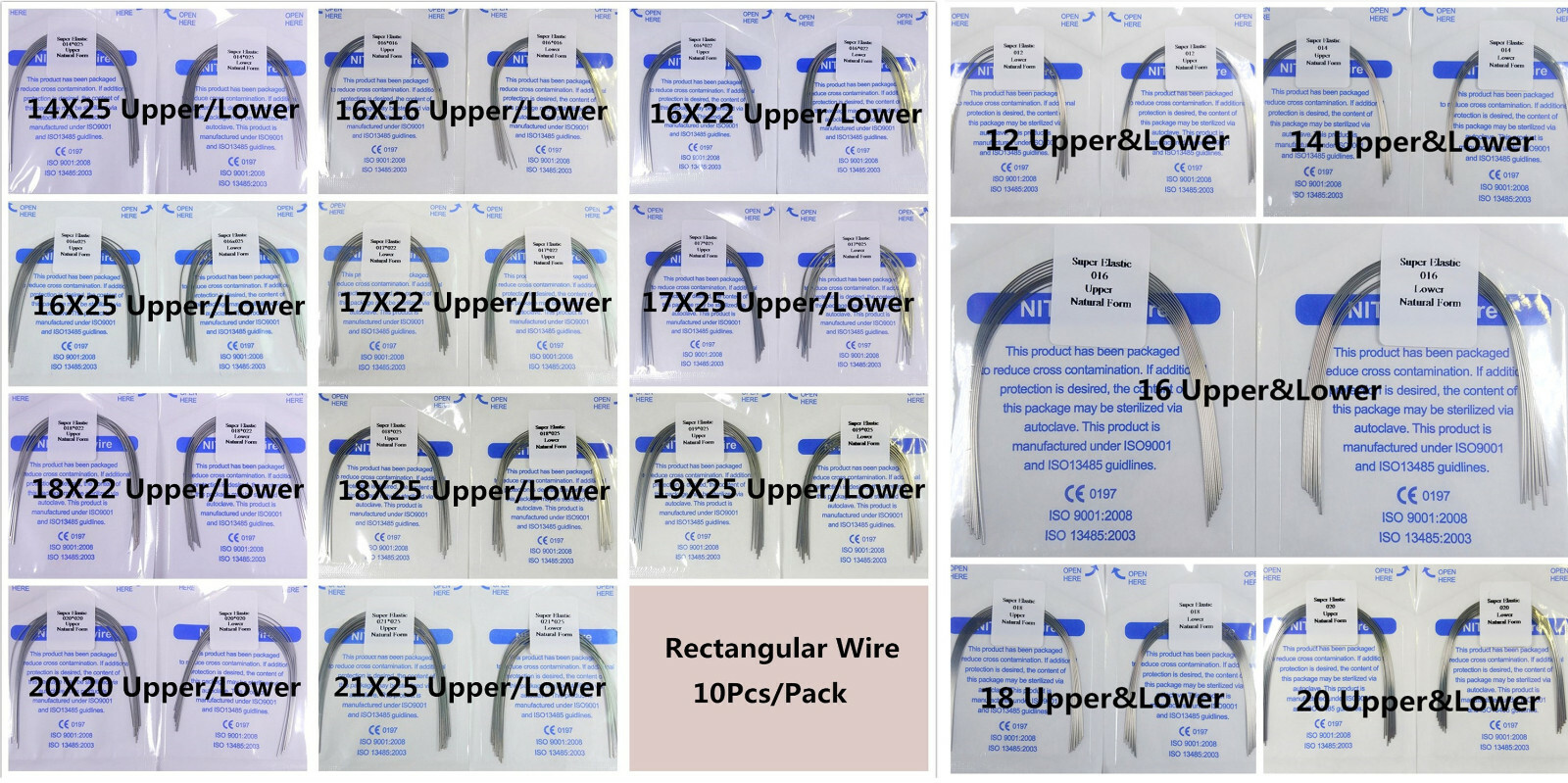 100Pcs Dental Orthodontic Niti Arch Wire Rectangular Round Natural Bracket Brace