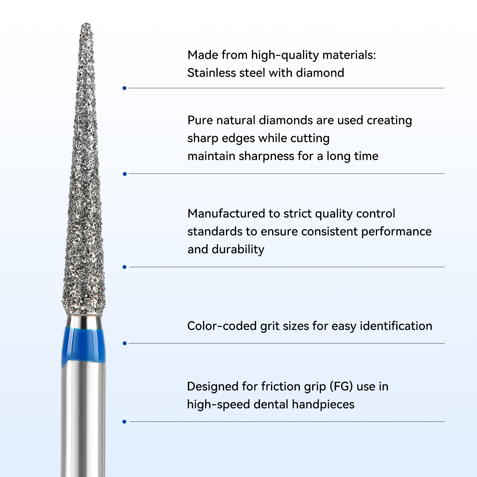 5pcs Dental Diamond Burs Extra Fine – Super Coarse Need Shape for High Speed HP