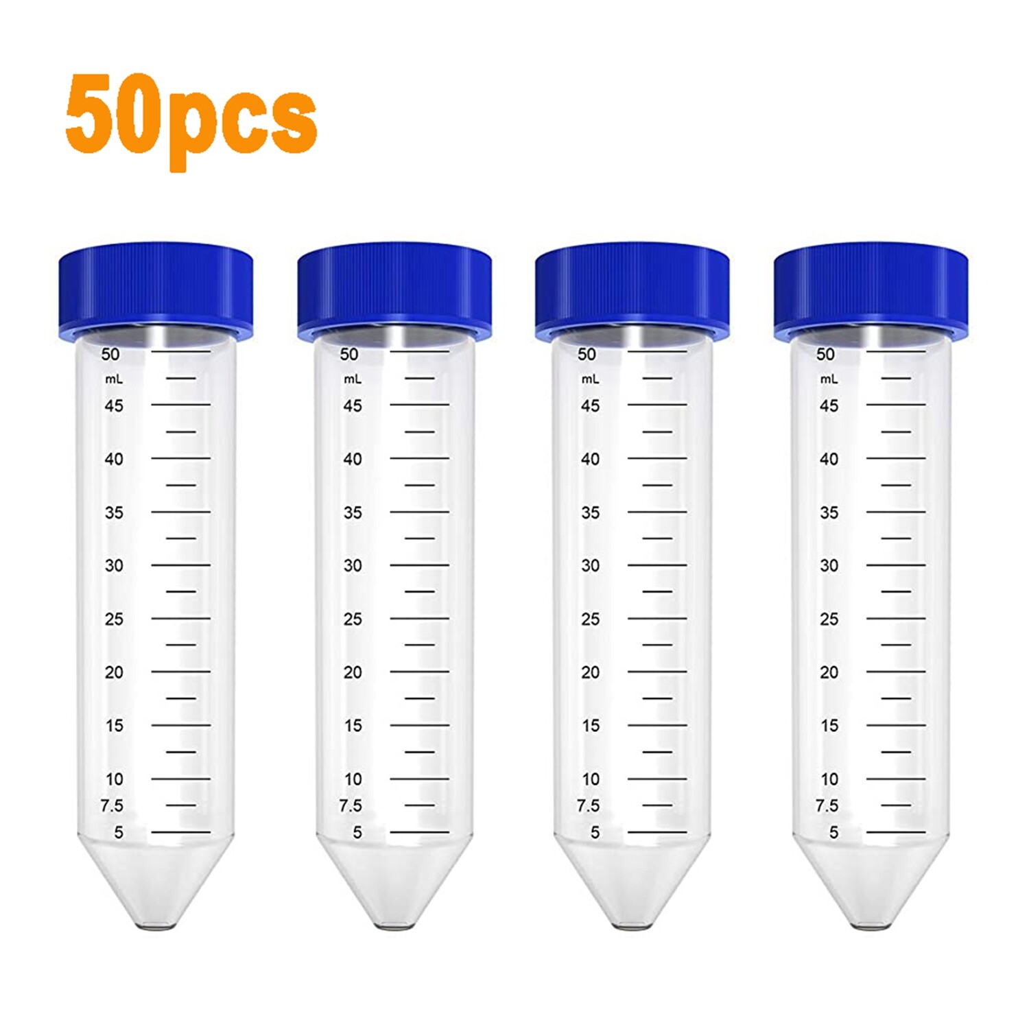 MS@ Conical Plastic Centrifuge Test Tubes 50mL 50Pcs Sterilized White Mark Area