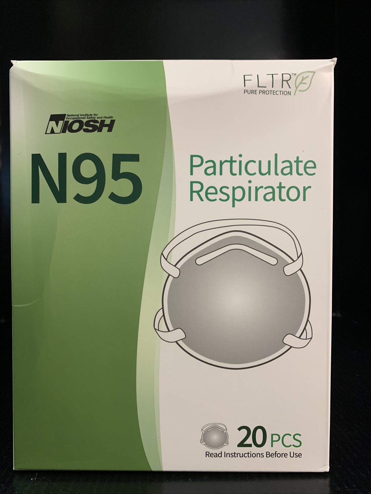 N95 NIOSH Particulate Respirator 20pcs White FLTR Model FT-N010 *See Description