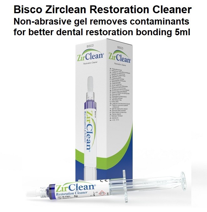 Dental ZIRCLEAN Restoration Cleaner 5ml Non-Abrasive Gel Removes Contaminants