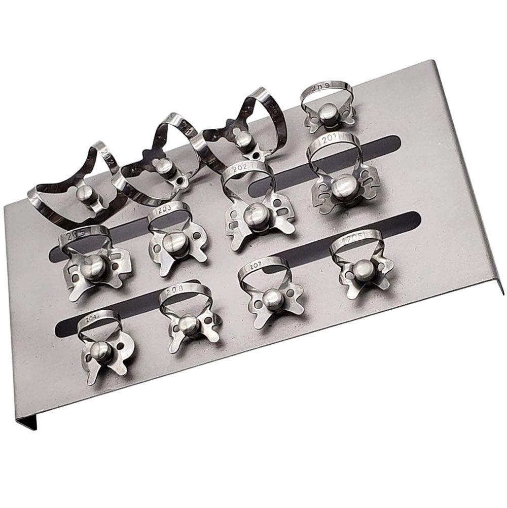 Artman Rubber Dam Clamps Organizer Rack, Silver Chrome, 12/Pk