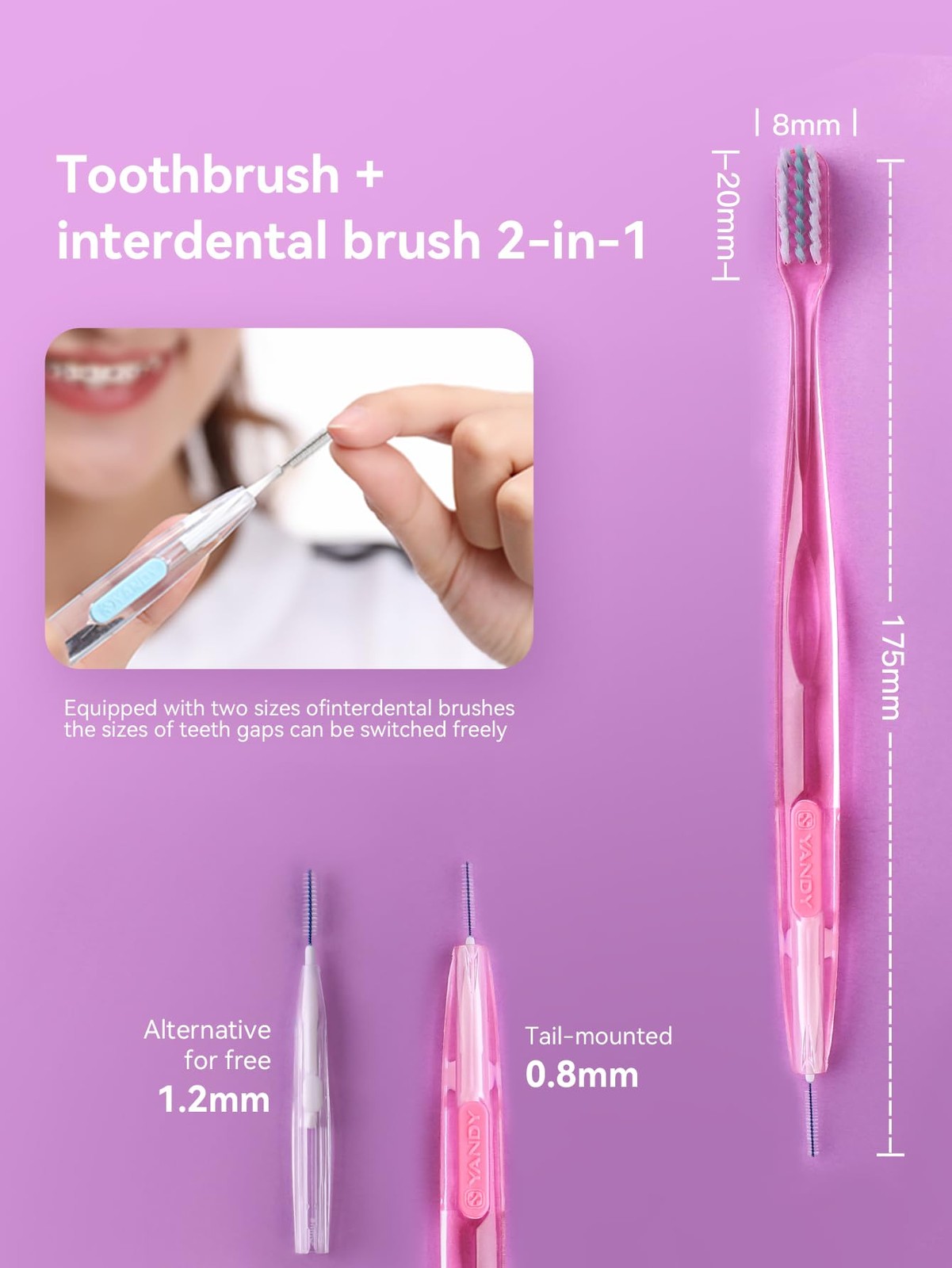 YANDY Concave Orthodontic Toothbrush for Braces Brackets, 1 Count (Pack of 1)