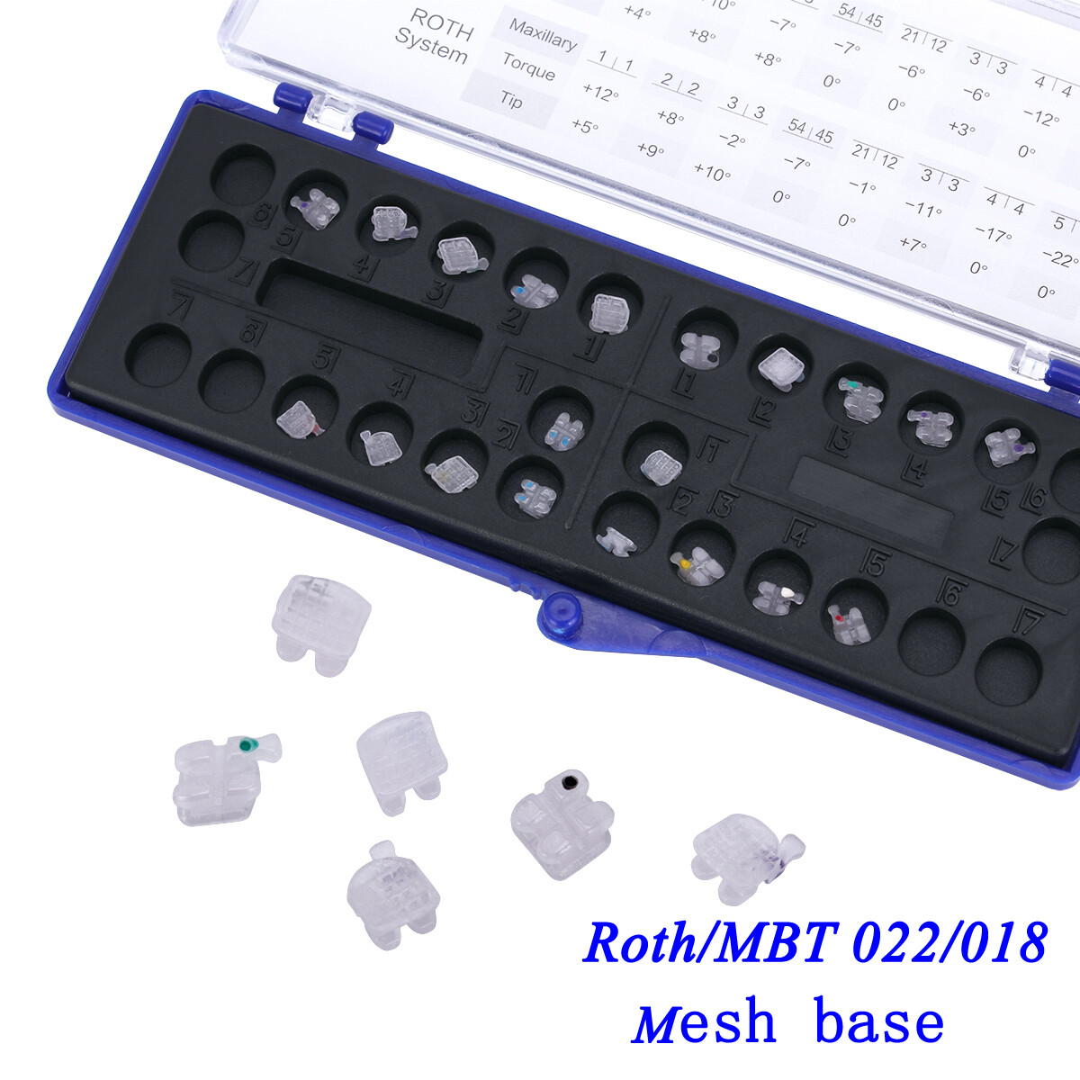 AZDENT Brackets cerámicos ortodoncia dental 5*5 Roth MBT 022/018 Ganchos 345