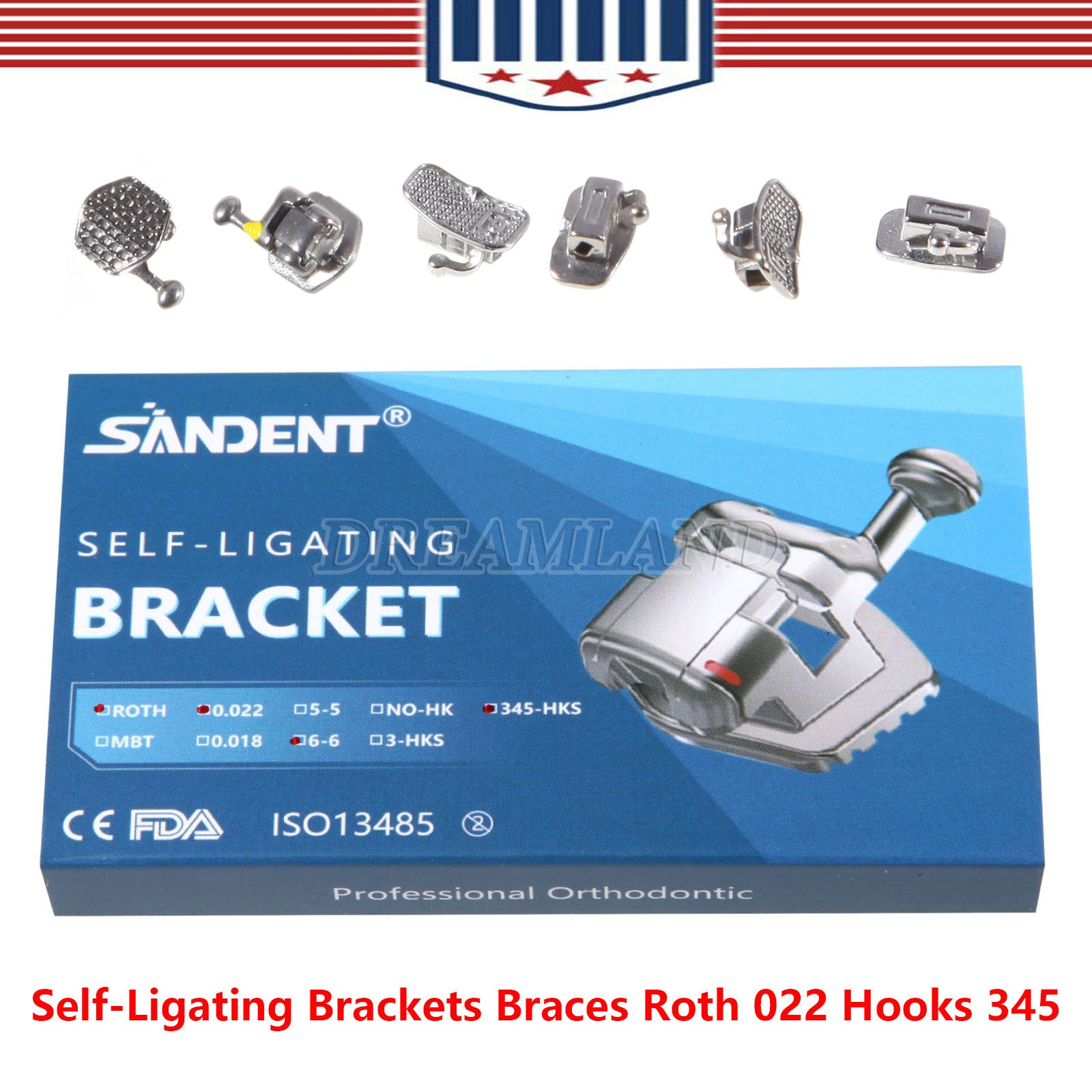 1 Pack Dental Orthodontic Bracket Braces Ceramic MBT 022 with 3-4-5 Hooks