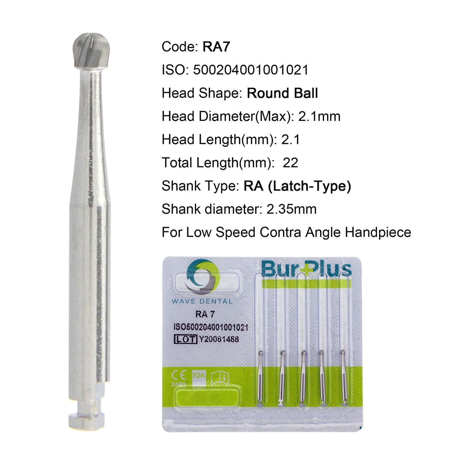WAVE Dental Carbide Burs Latch Round Surgical 26mm RA SURG 22mm RA 4 2 5 6 8