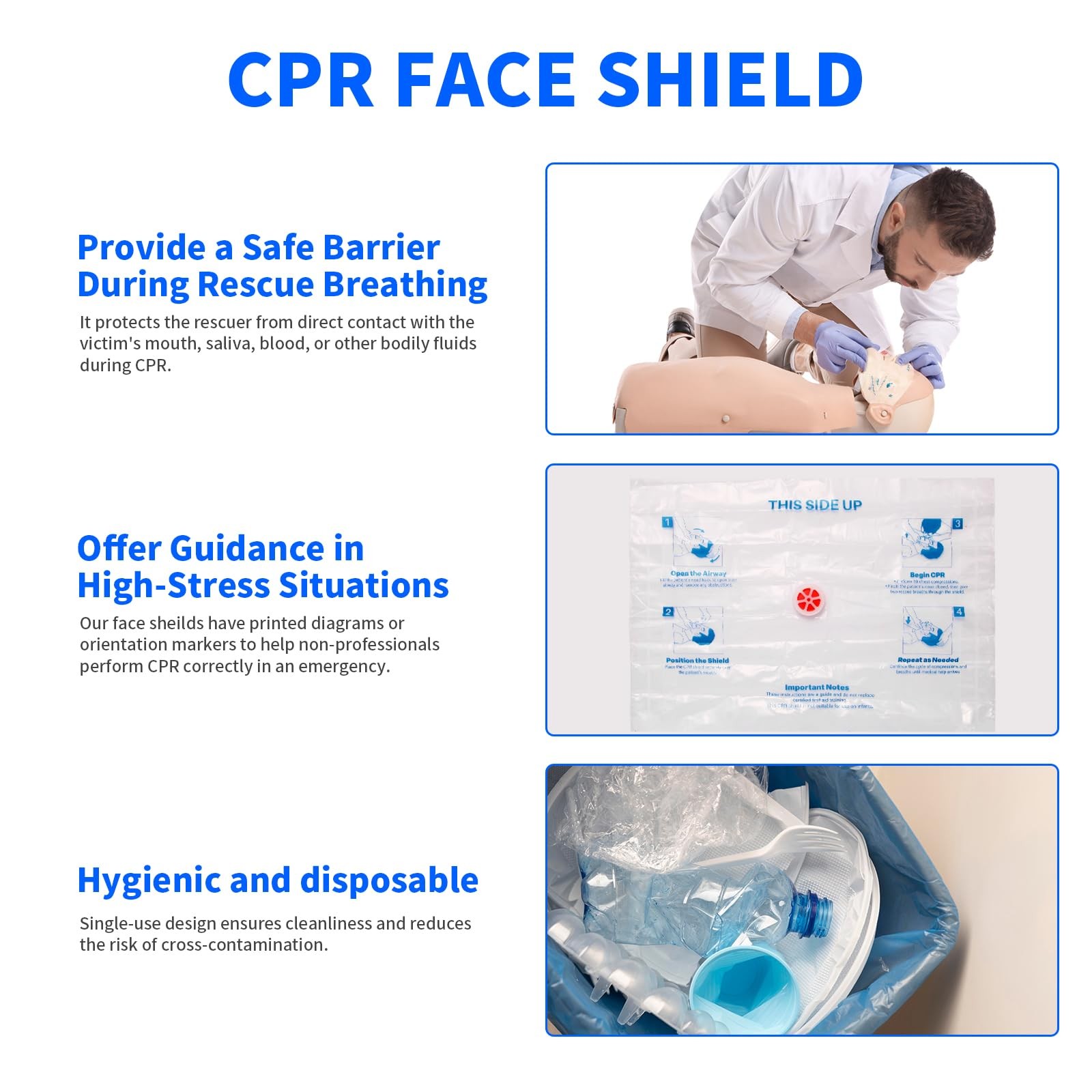 CPR Face Shield with Keyring (6 Pack), Pocket Mask for Emergency Kit, Red