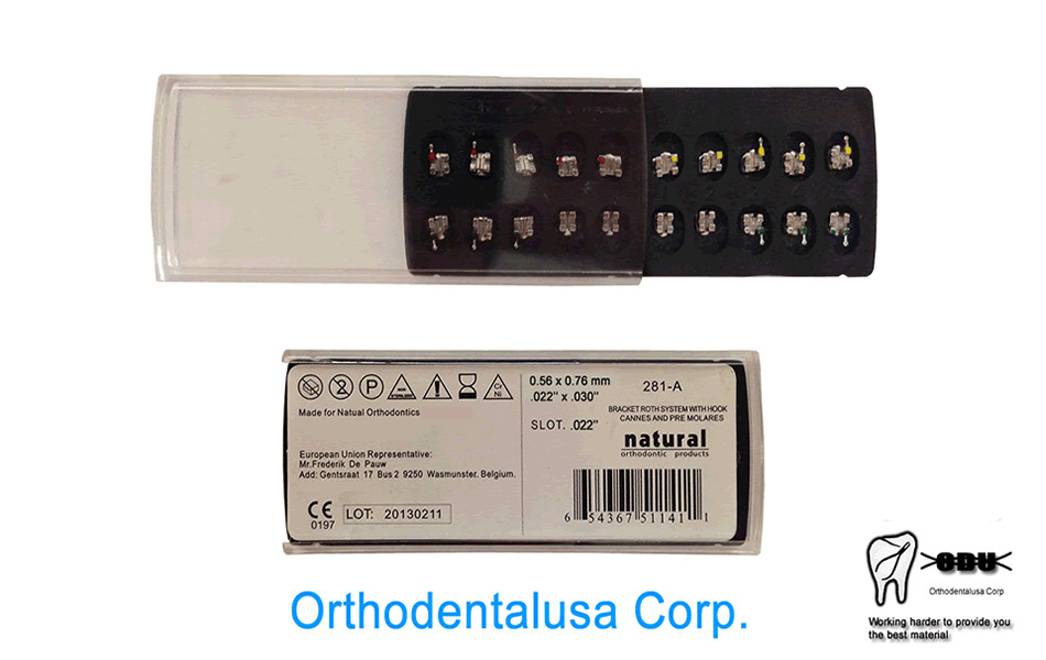 SET X 3 cases (60) ORTHODONTIC BRACKET NATURAL ROTH.022 MESH BASE W/HOOK 3,4,5