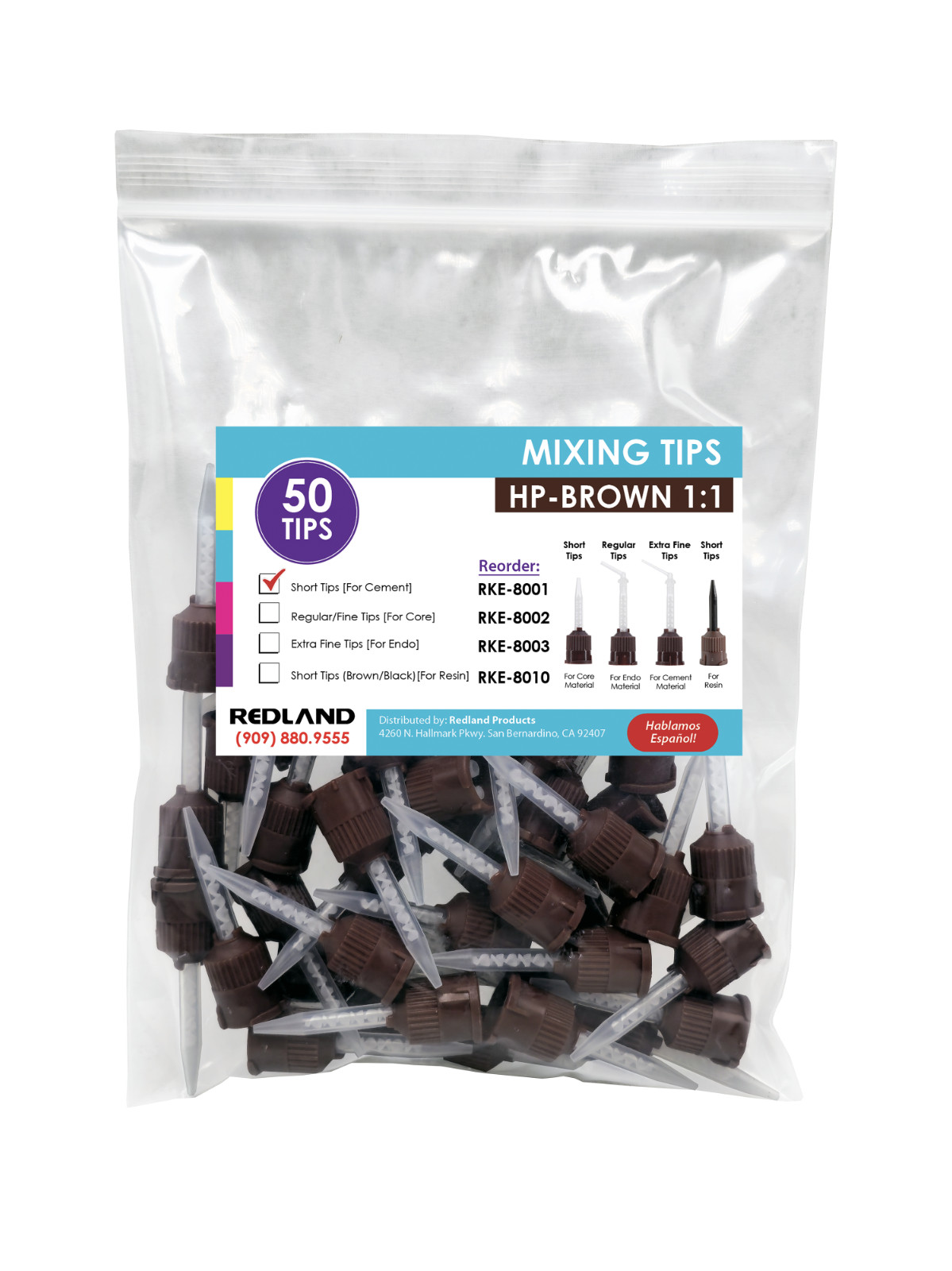 Dental HP Brown Mixing Tips for Premier Implant Cement, ZRCem, Nextemp 50/PK