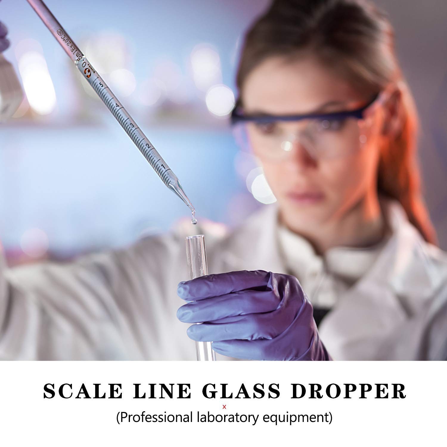 Glass Pipettes Set 6pcs 0.5ml 1ml 2ml 3ml 5ml 10ml for Liquid Transfer Lab Uses