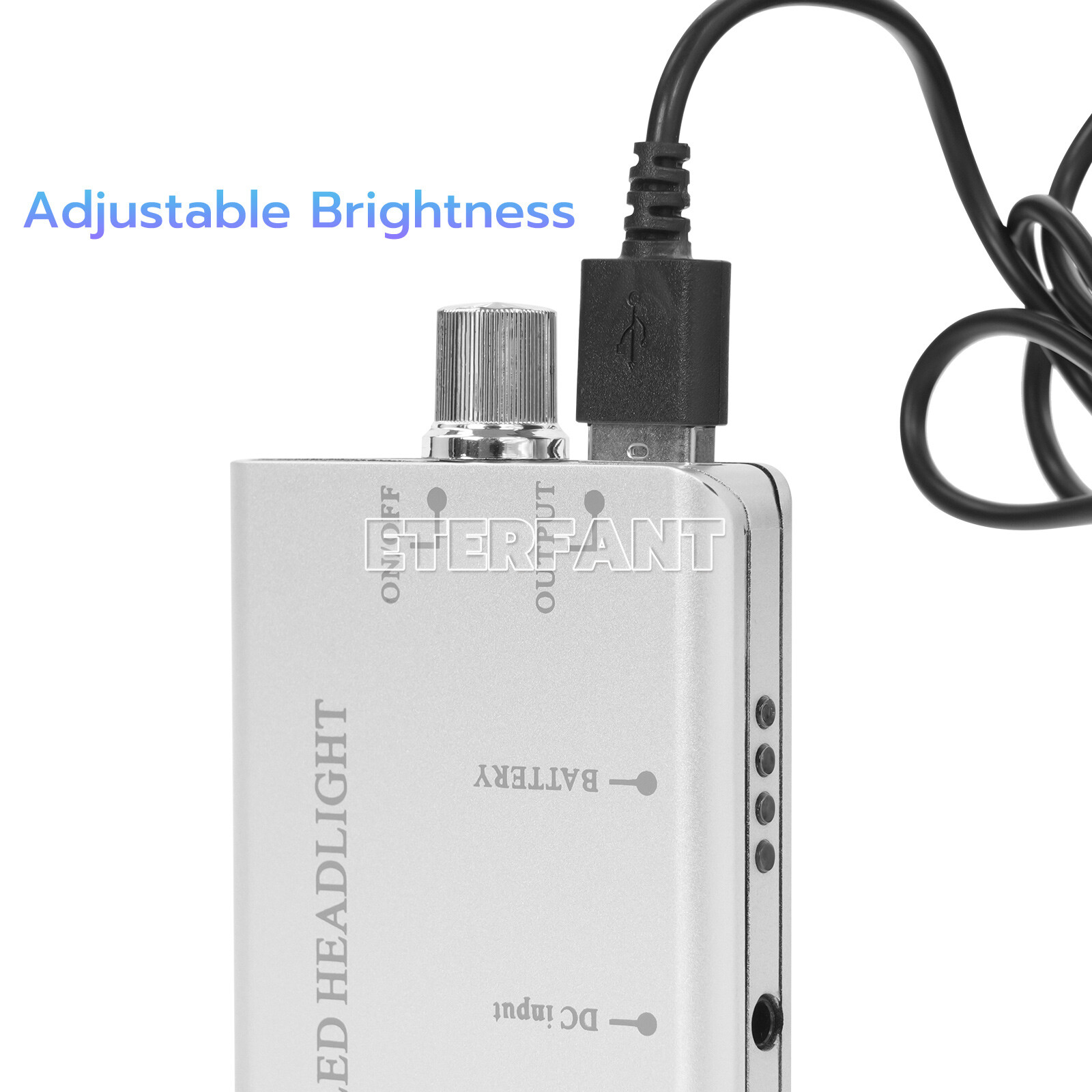 ETERFANT 3.5X Dental HD Binocular Magnifier Loupes Silver+5W LED Head Light Lamp