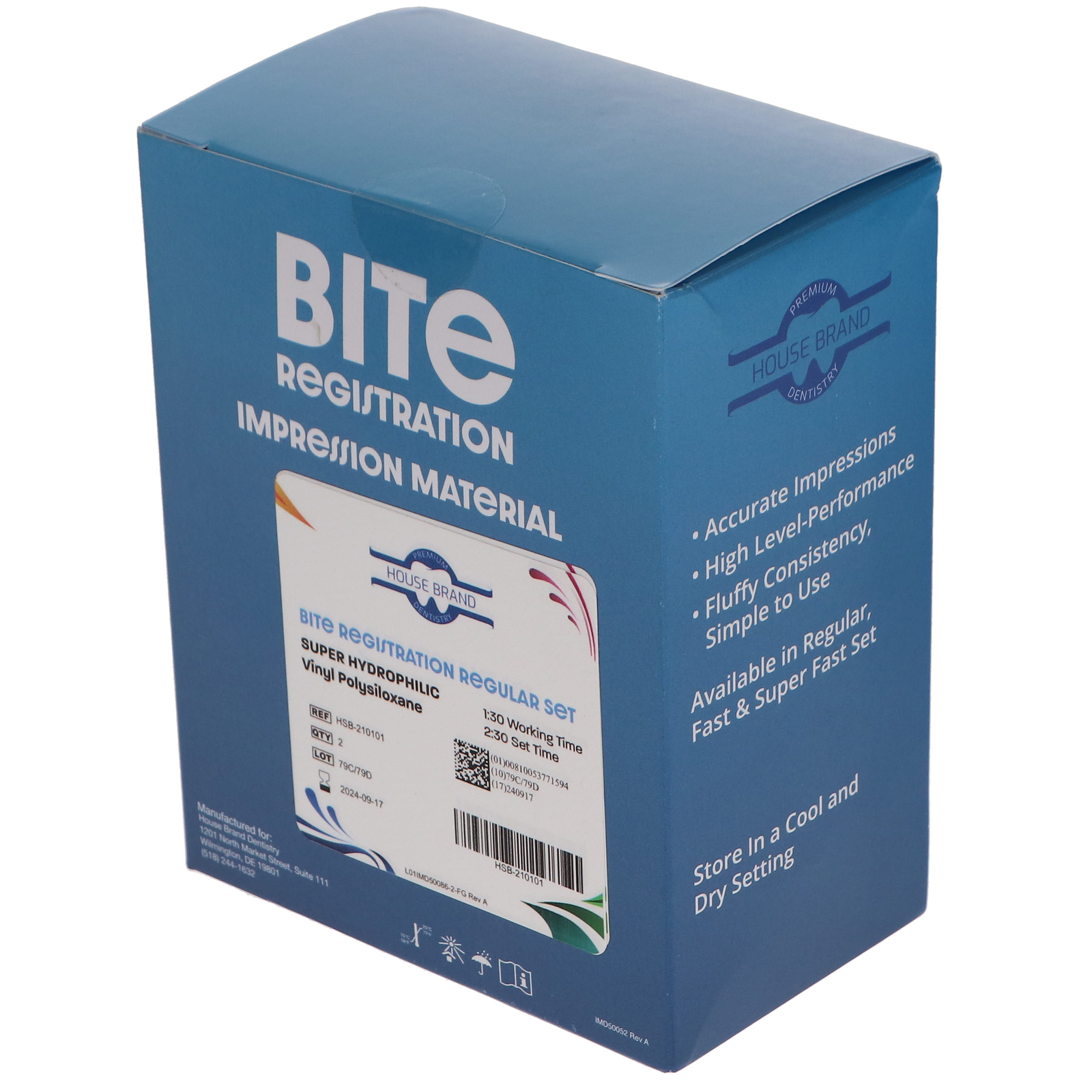 House Brand Dentistry 210101 Bite Registration Material Regular Set 2/Pk 50 mL