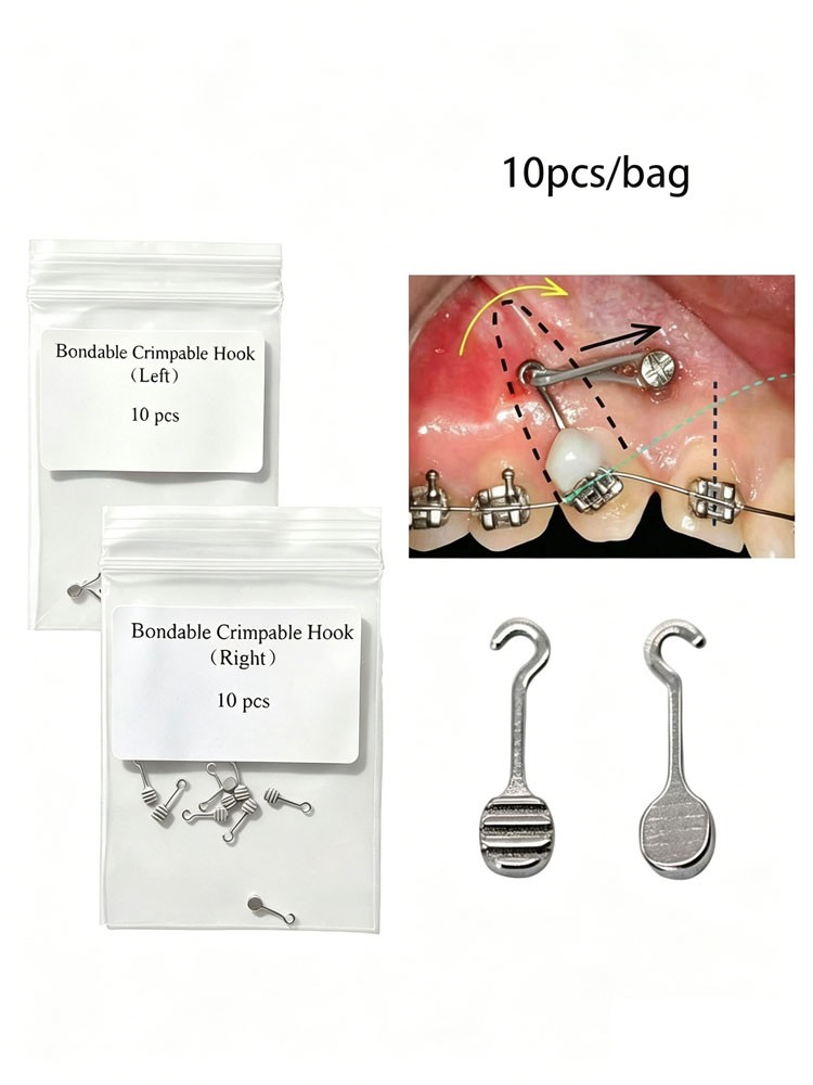 10 Pieces Bondable Sliding Crimpable Hook Long Curved 10Pcs/pack Left Right