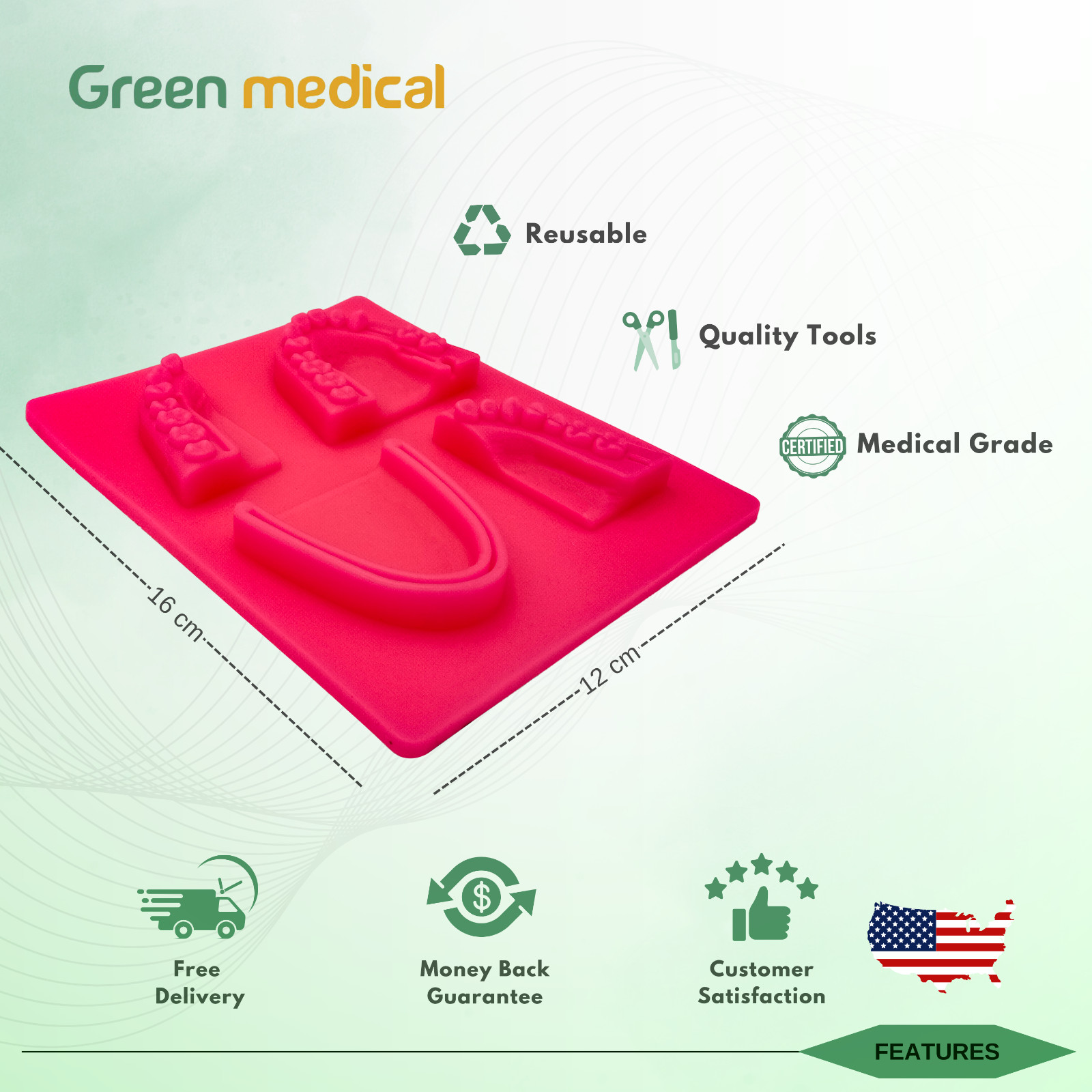 Dental Silicon Oral Suture Training Practice Pad G5 Dark Pink For Dentist
