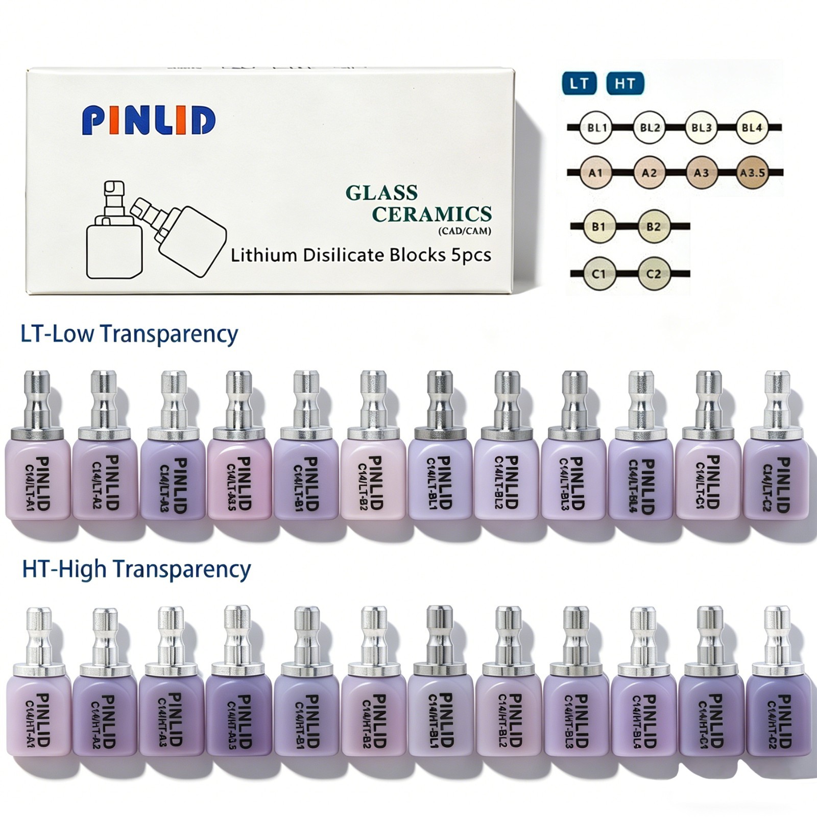 Dental C14 Glass Ceramic Block HT LT Emax Lithium Disilicate for CEREC CAD/CAM