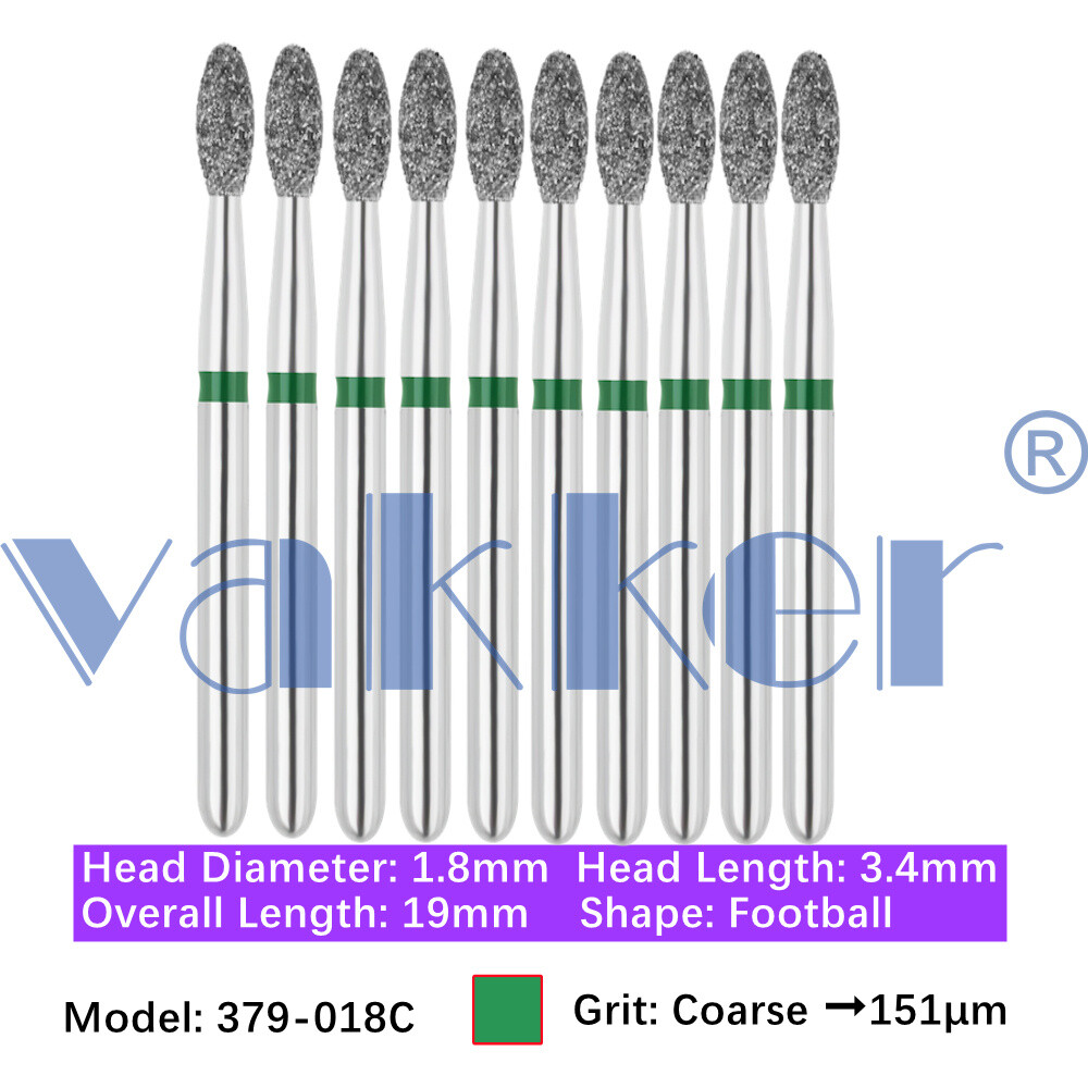 Vakker® 10pc/pk Diamond Burs Egg Diamond Bur Super Fine Medium Coarse