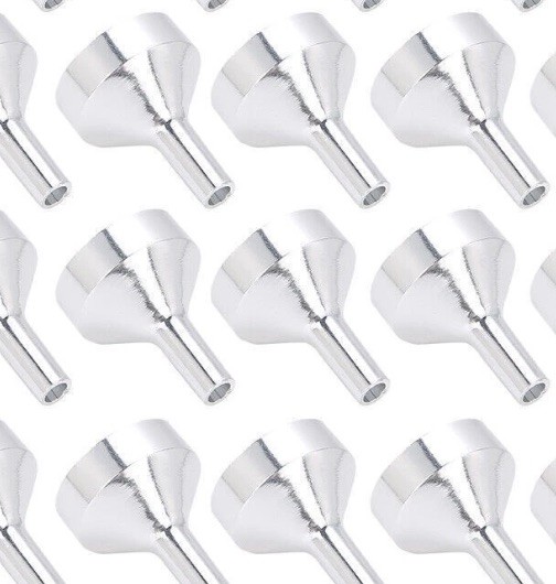 1 One Aluminum Perfume Funnel Spice Funnel Mini Silver Powder Tiny Metal Funnel