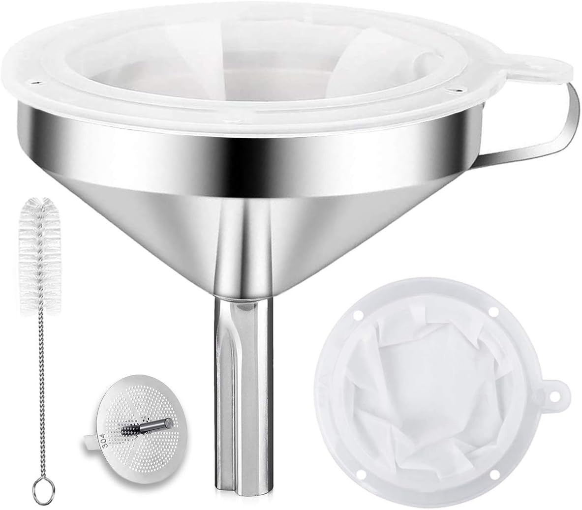 4 inch Stainless Steel Funnel with 200 Mesh Filter Screen for Transfer…