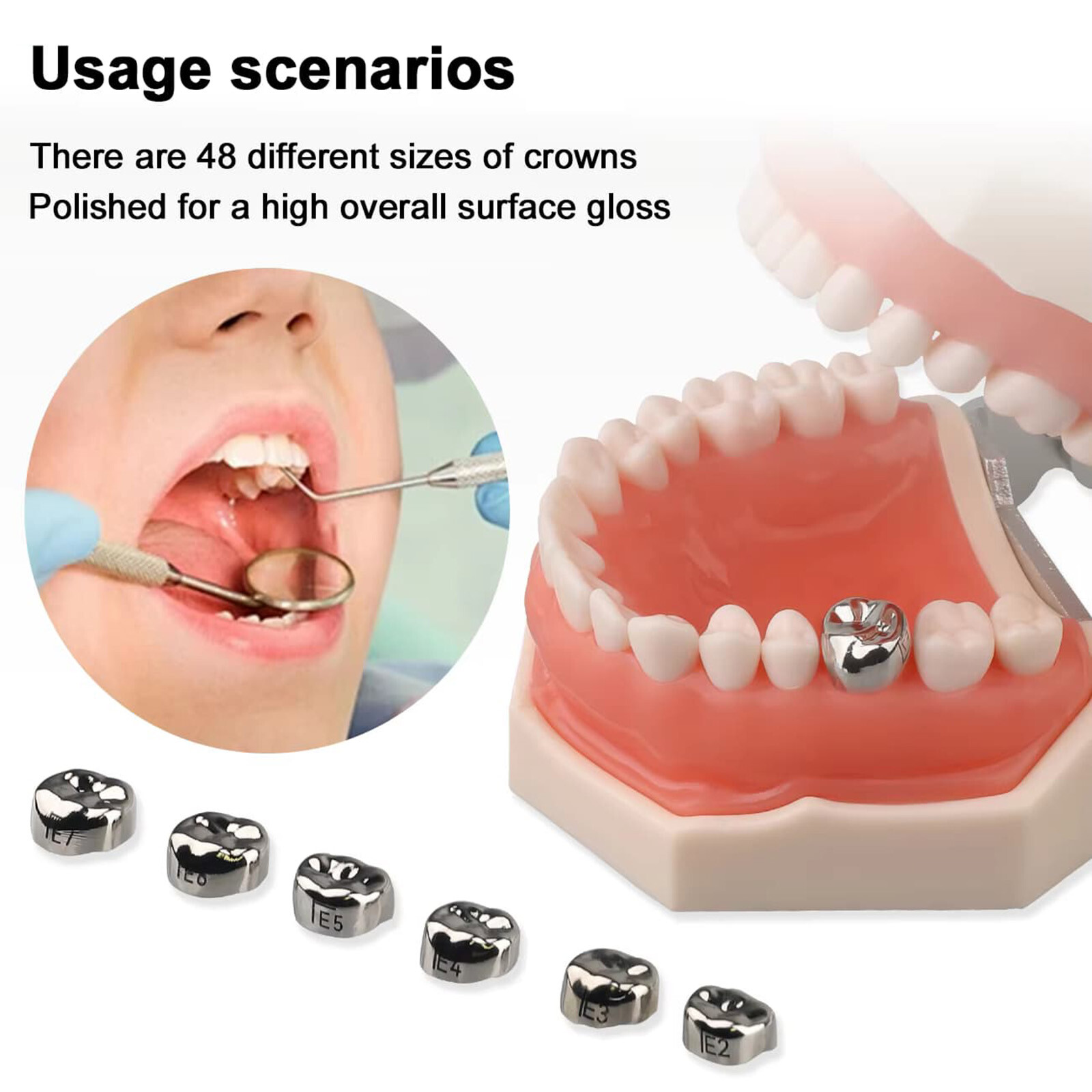 48pcs Stainless Steel Dental Kids Primary Molar Crowns Preformed Pediatric USA