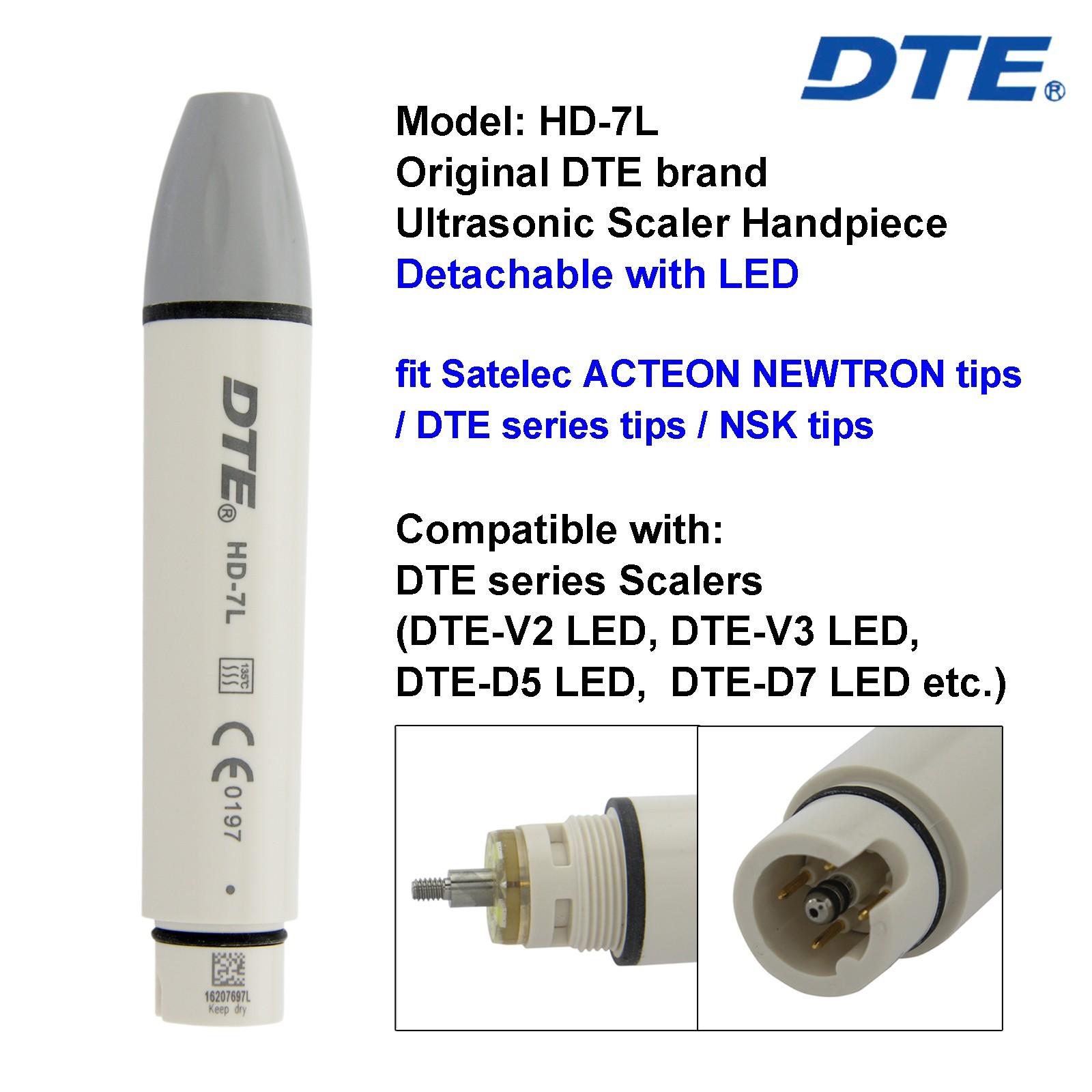 Dental Ultrasonic Scaler ACTEON Tip H3 10X 1S Piezo NEWTRON Slim B.LED Handpiece