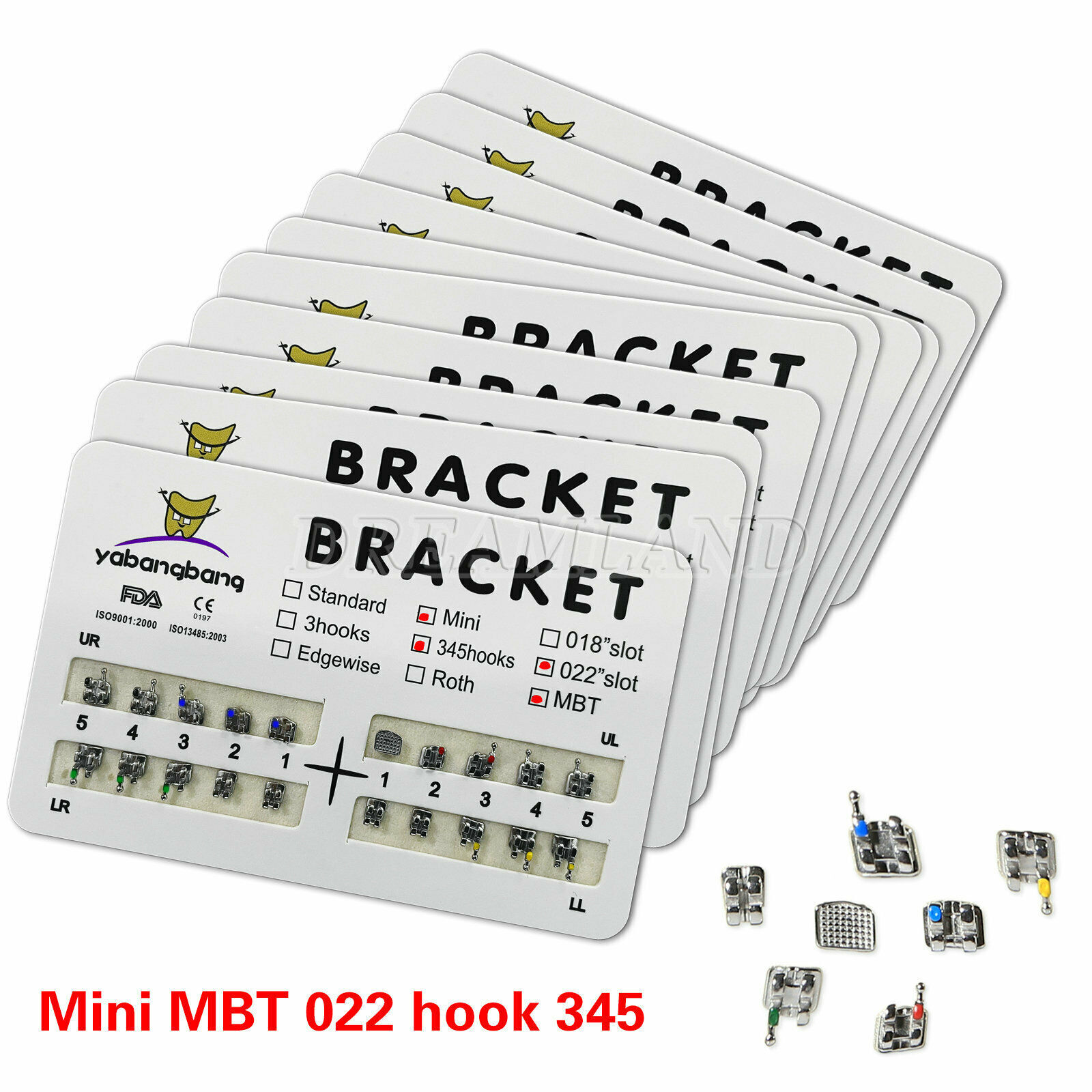 Dental Metal Brackets braces Mini bracket MBT/Roth 022 Hooks 3/345 USA