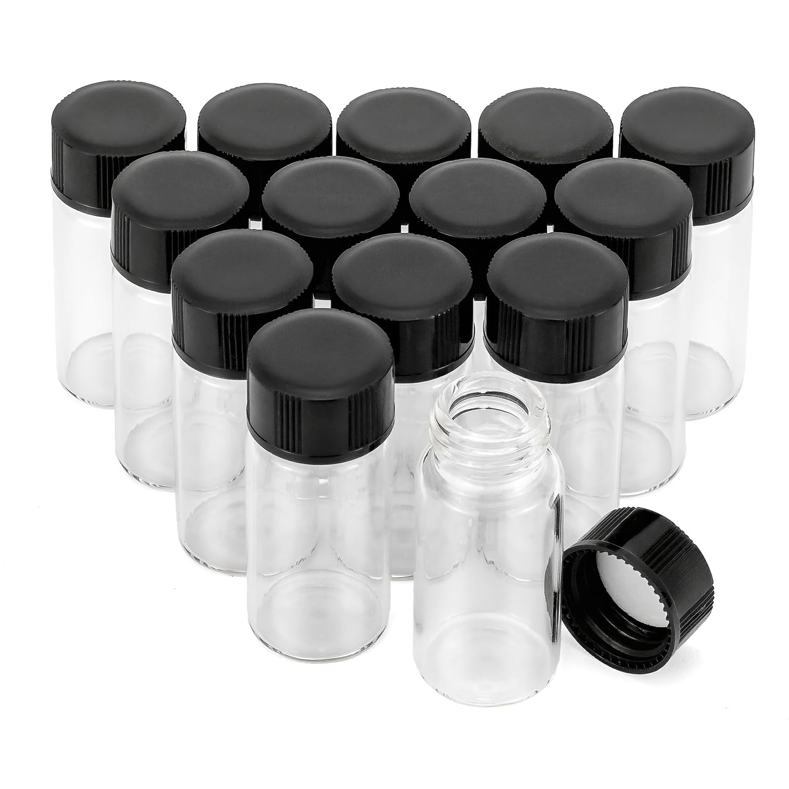 JIUWU 14pcs 5ml Mini Clear Glass Bottle Vials with 5 milliliters, clear