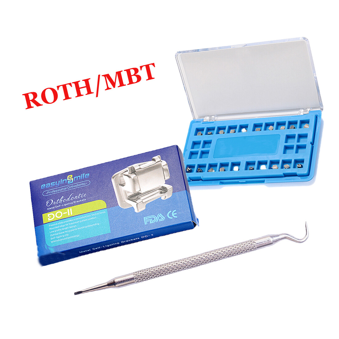 Dental Ortho Self-Ligating Metal Brackets Braces Roth/MBT 0.022 Slot 345 Hooks
