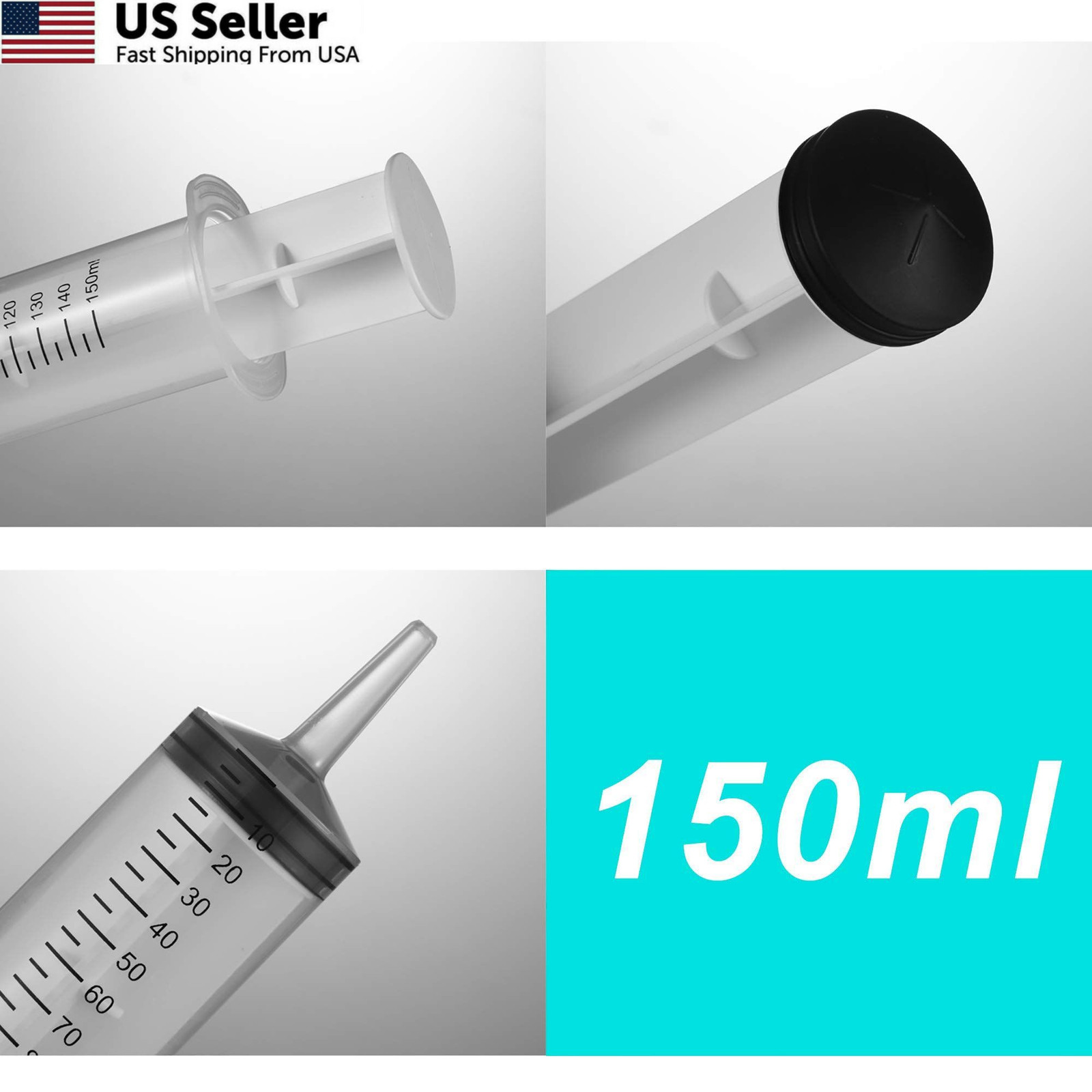 2 PCS 150 ML Large Syringes, Plastic Garden Industrial Syringes 150 ML, Clear