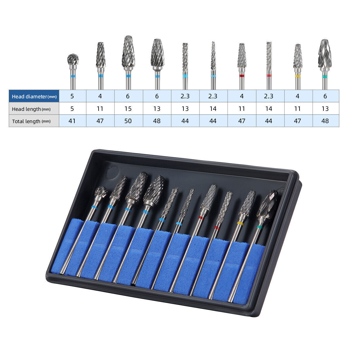 Dental Lab Polishing Bur Drills Tungsten Steel Carbide Burs Burrs 2.35MM
