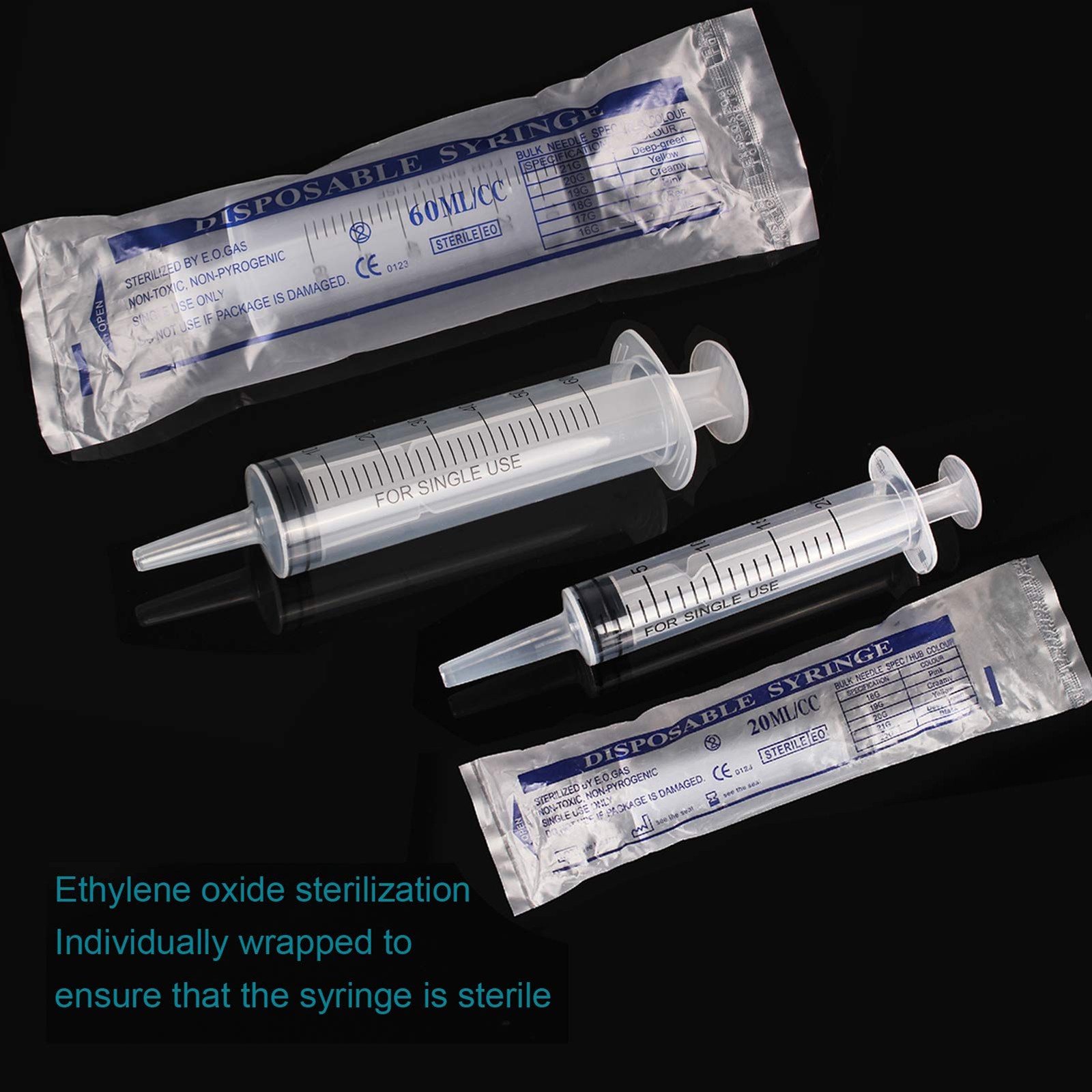 6 Pack 20 mL and 60 Plastic Liquid Dispensing Syringes 20+60ML, 20+60ml