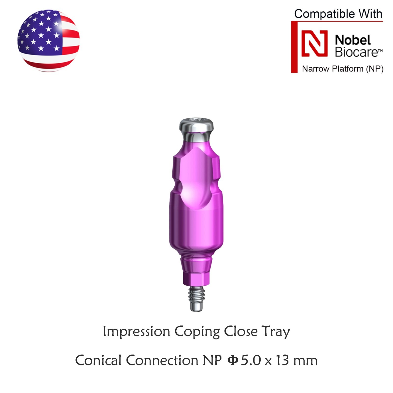 US Dental Nobel Biocare Active Impression Transfer Coping Open/Close Tray NP/RP