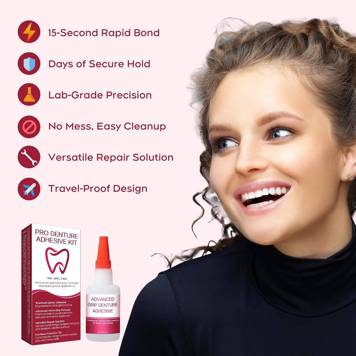 Dental Lab Instant Bonding Dental Glue for Dentures & Lab Tools – Fast-Setting i