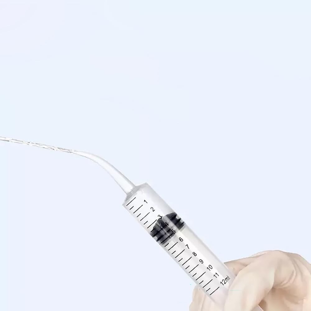 10 Pack Dental Syringes with Curved Tip Disposable Gradient 12ml, transparent
