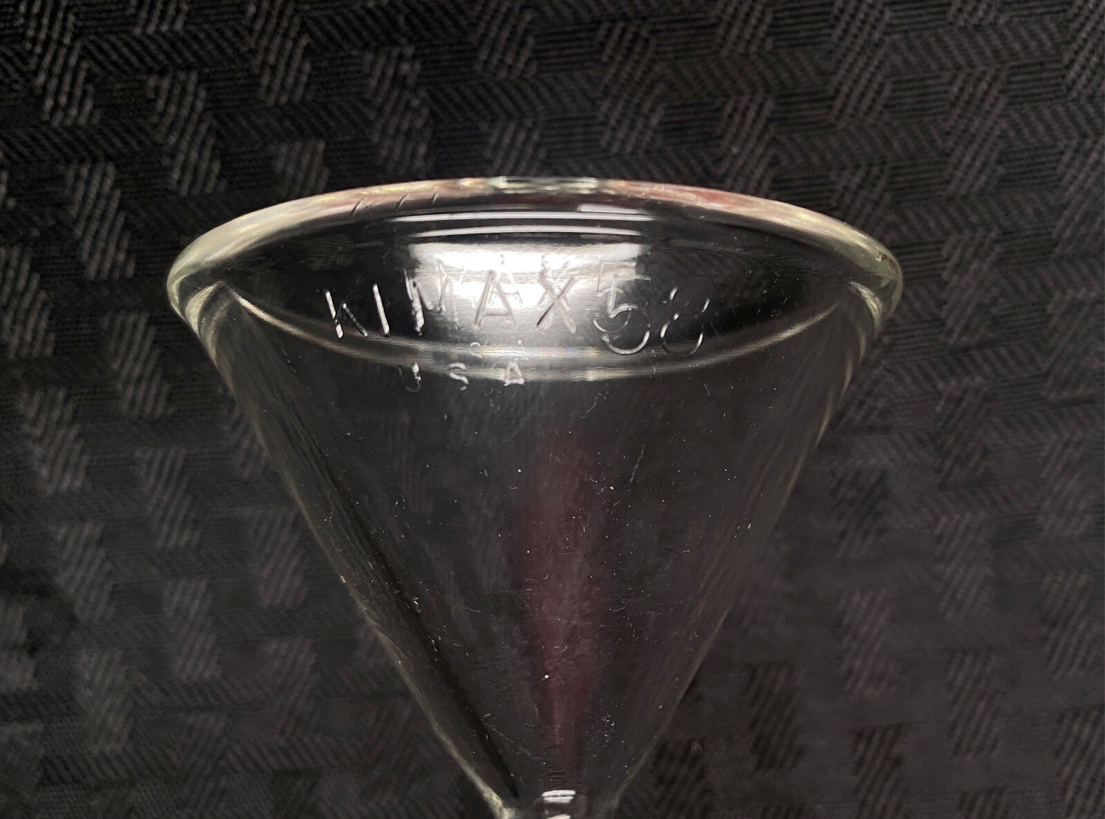 (3) Kimble Kimax Glass 55mm ID 58º Angle Filling Funnel, Short Stem 28950-55