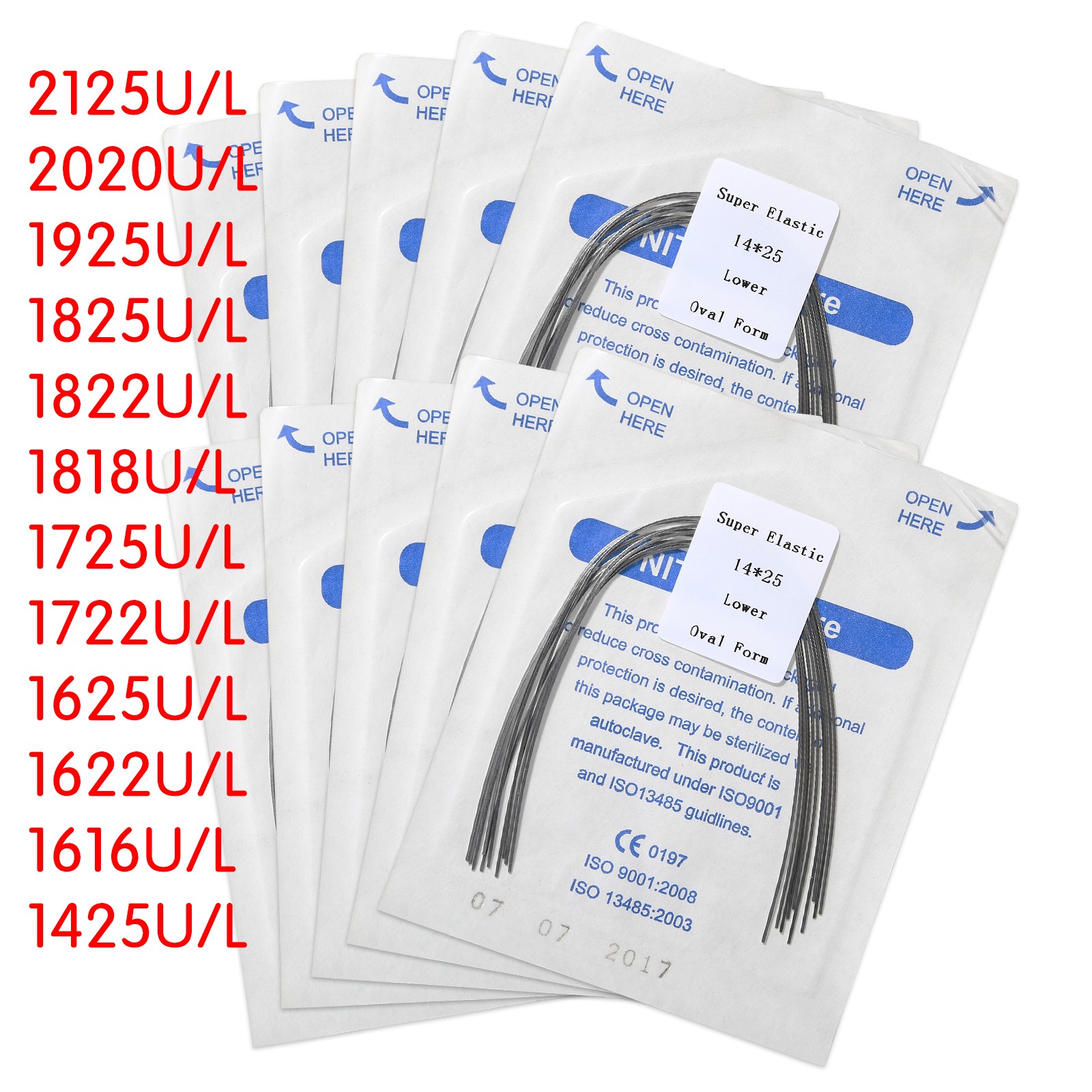 10 Packs Dent Orthodontic Arch Wire Rectangular Niti Super Elastic Upper/Lower