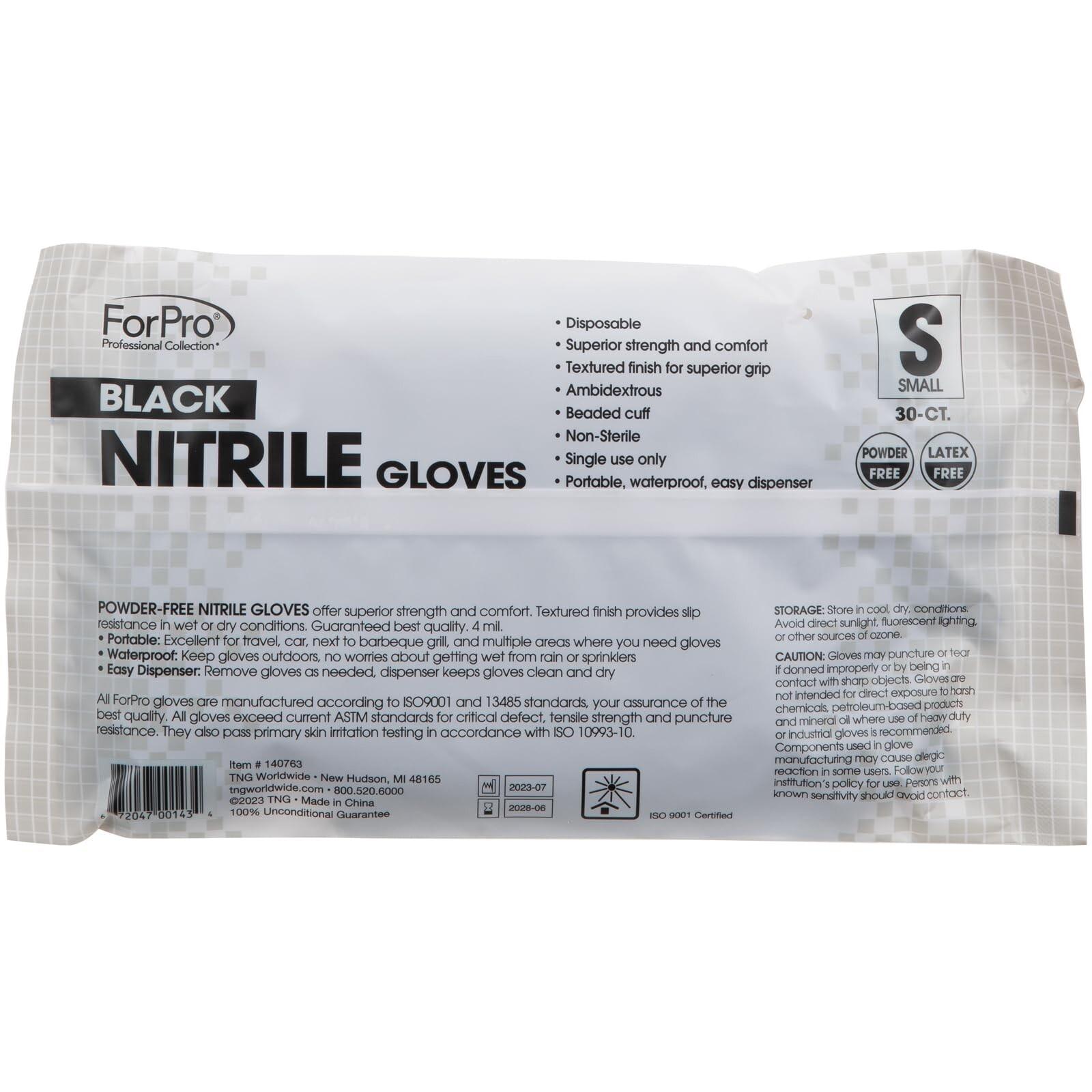 ForPro Professional Collection Unisex Adult Black Color Nitrile