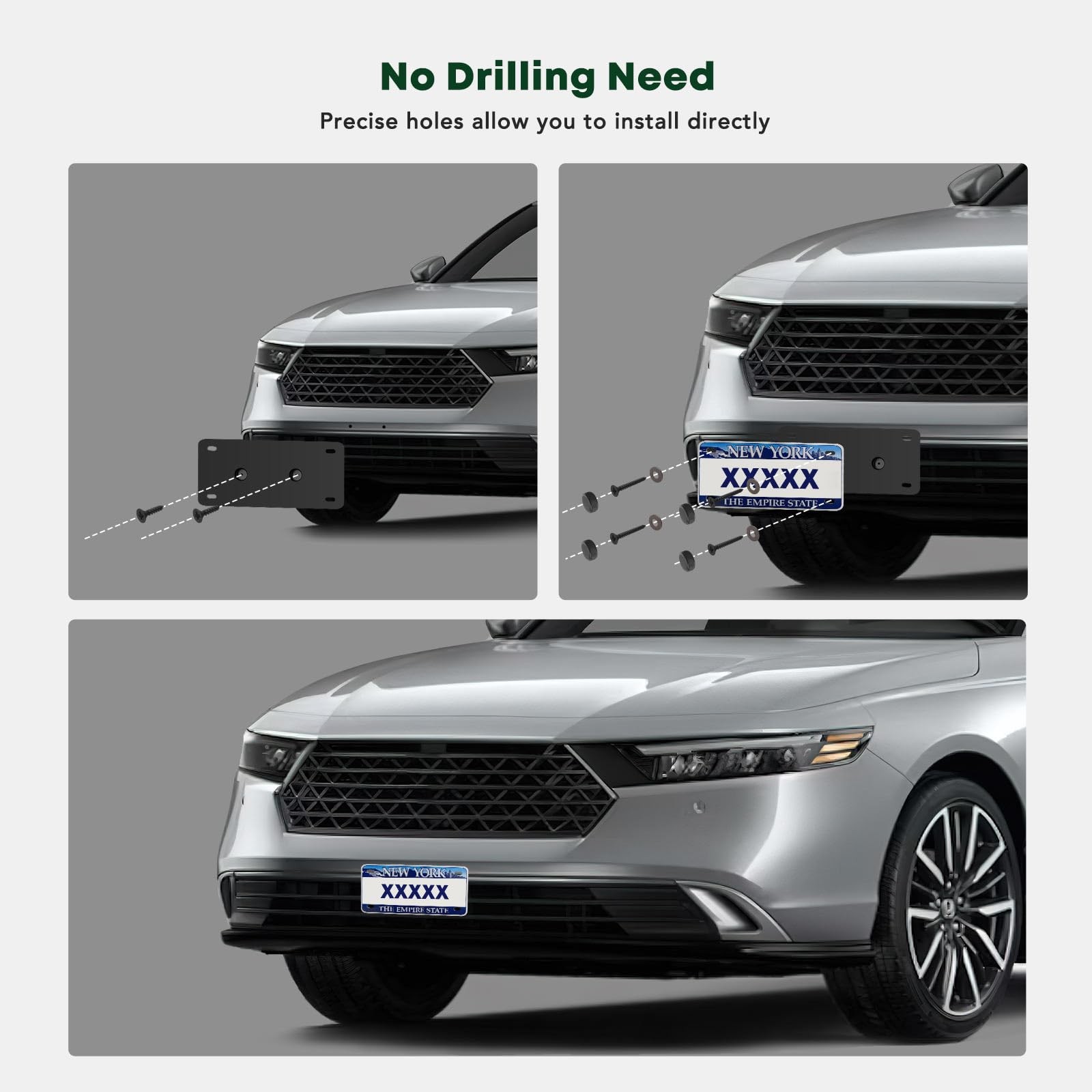 Front License Plate Frame Without Screws No Drill Plastic Black Bumper Bracket