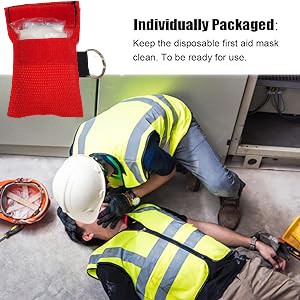 CPR Mask and PVC Disposable Gloves 20PCS for Pocket or Key chain, CPR Emergency