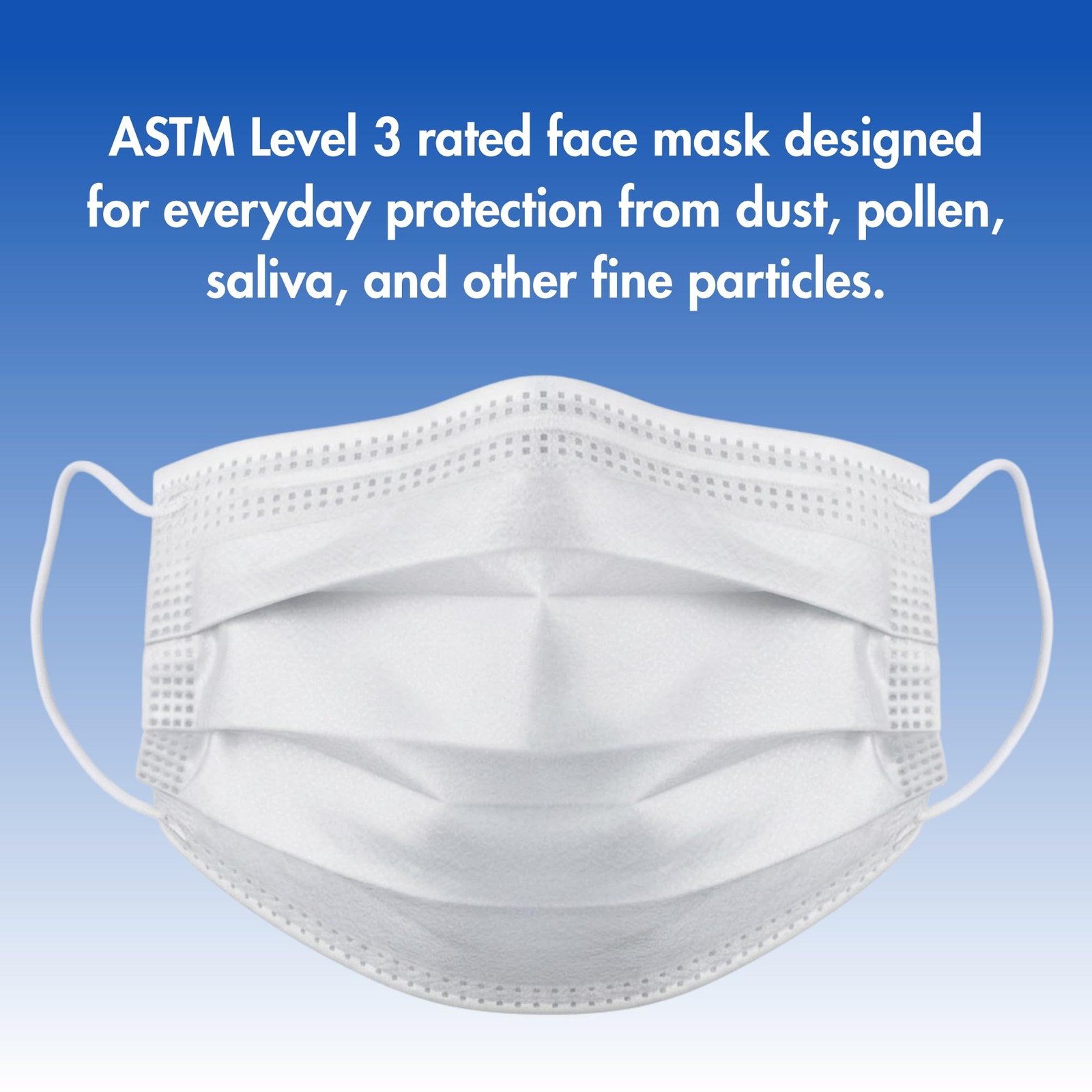Criterion ASTM Level 3 Disposable Face Mask – White, 3-Ply, Fluid Resistant, …