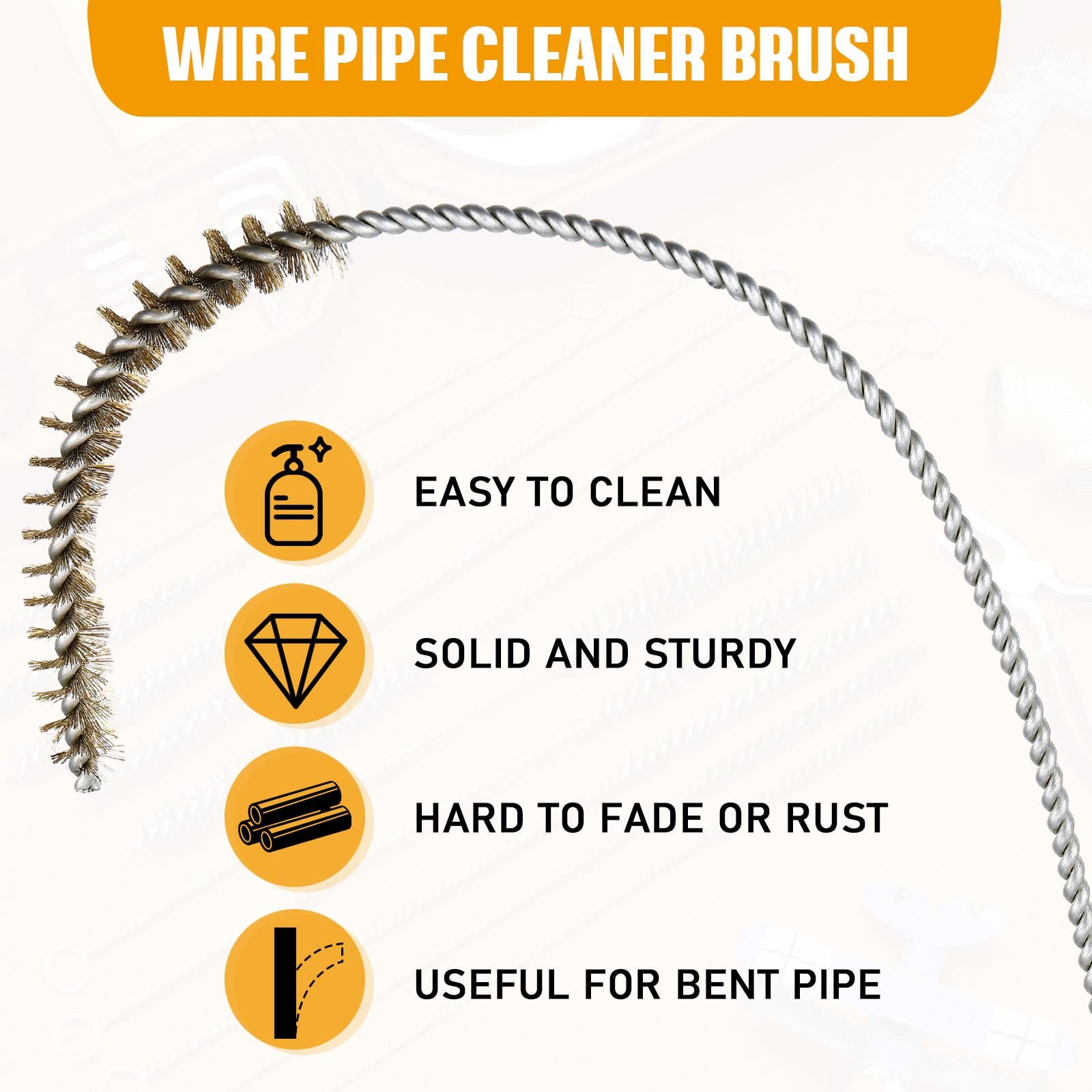 10 Pieces Wire Tube Brushes Bulk for Cleaning Pipe Brass Silver Gold
