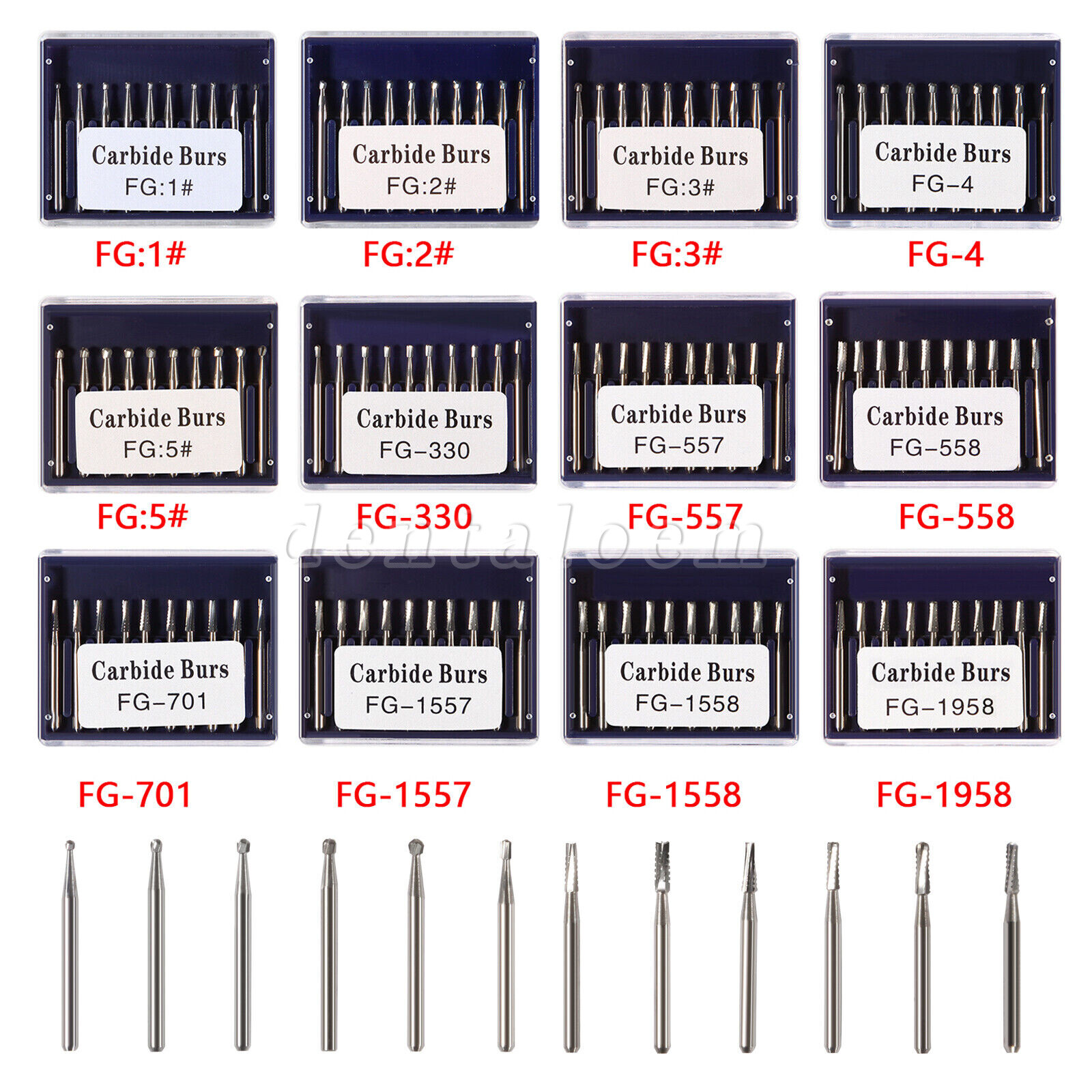 10-100pc Dental Round Carbide Tungsten FG Burs For Surgical High Speed Handpiece