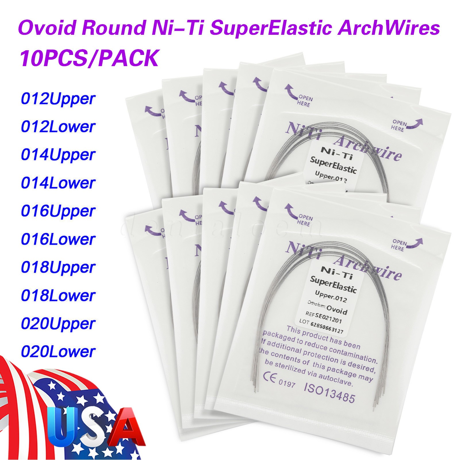 Dental Orthodontic Niti Arch Wire Round Ovoid Upper/Lower/All Sizes Mixed