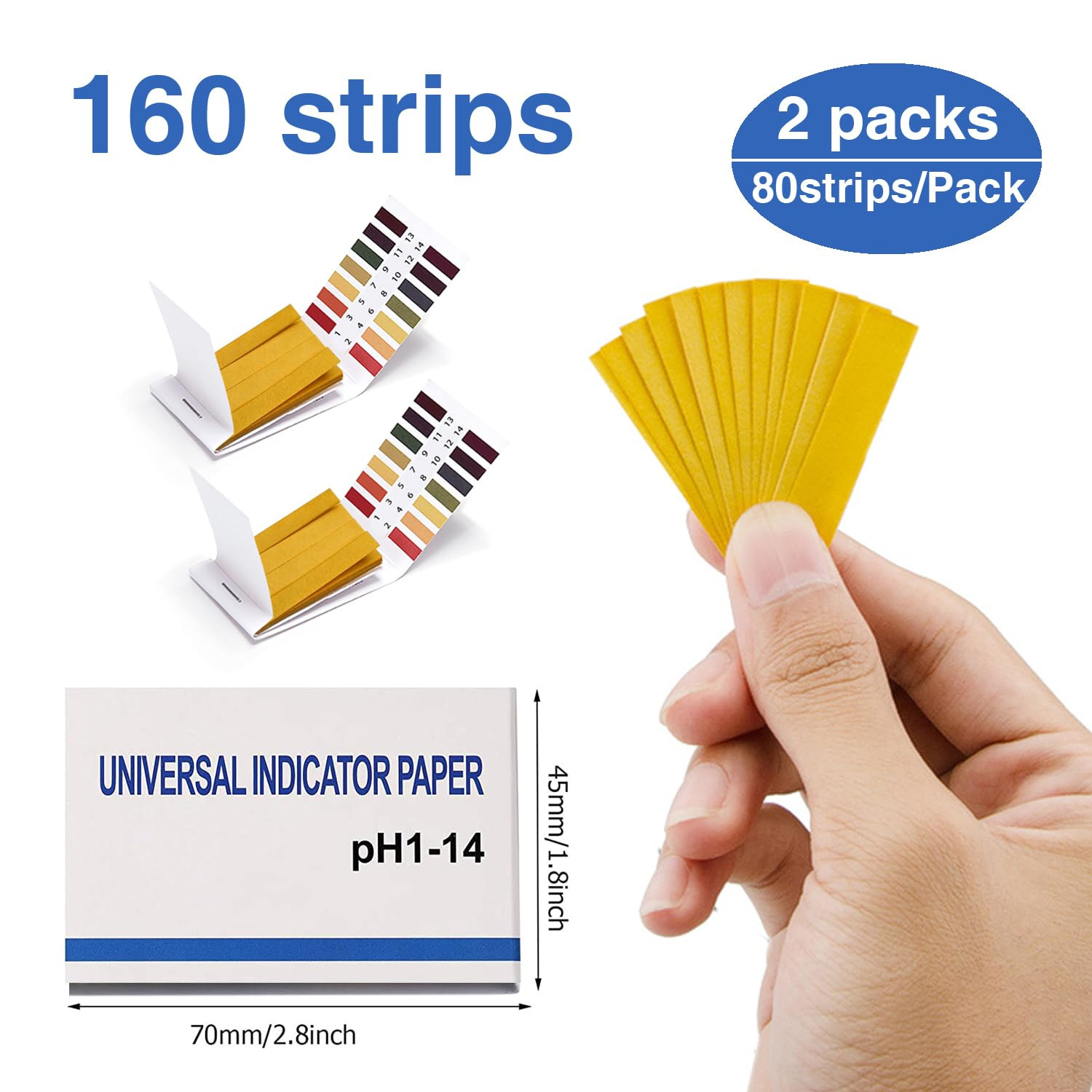2 Pack Ph Test Strips 160 Strips Ph 1-14 Universal Litmus Test Paper…..